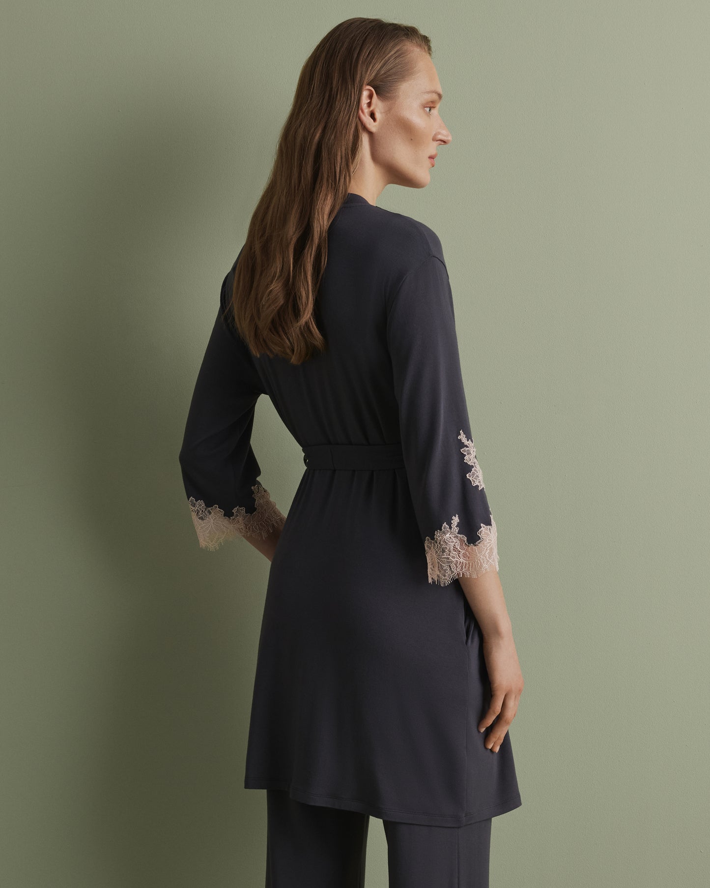 Womens bamboo 3/4 sleeve Robe 03161