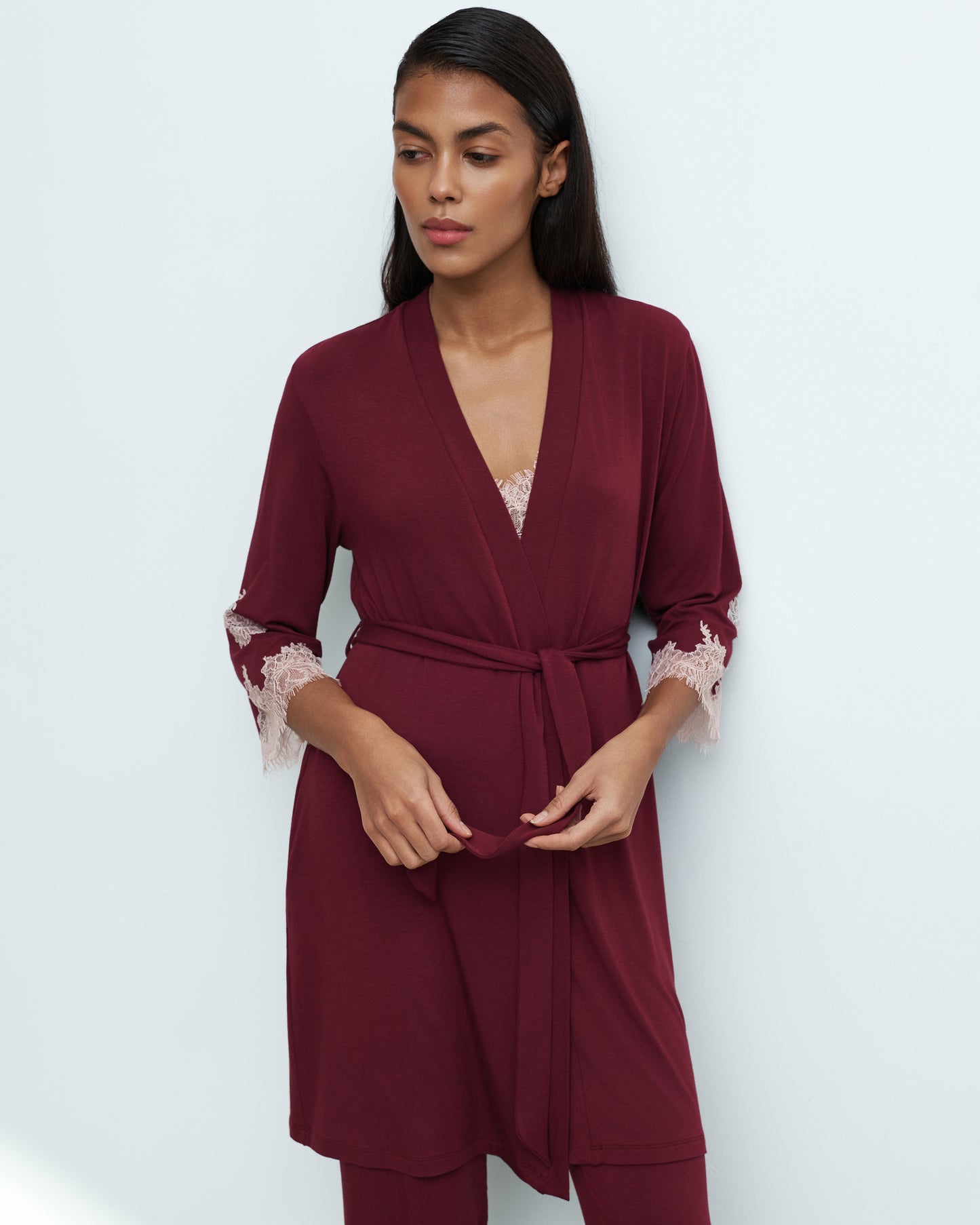 Womens bamboo 3/4 sleeve Robe 03161