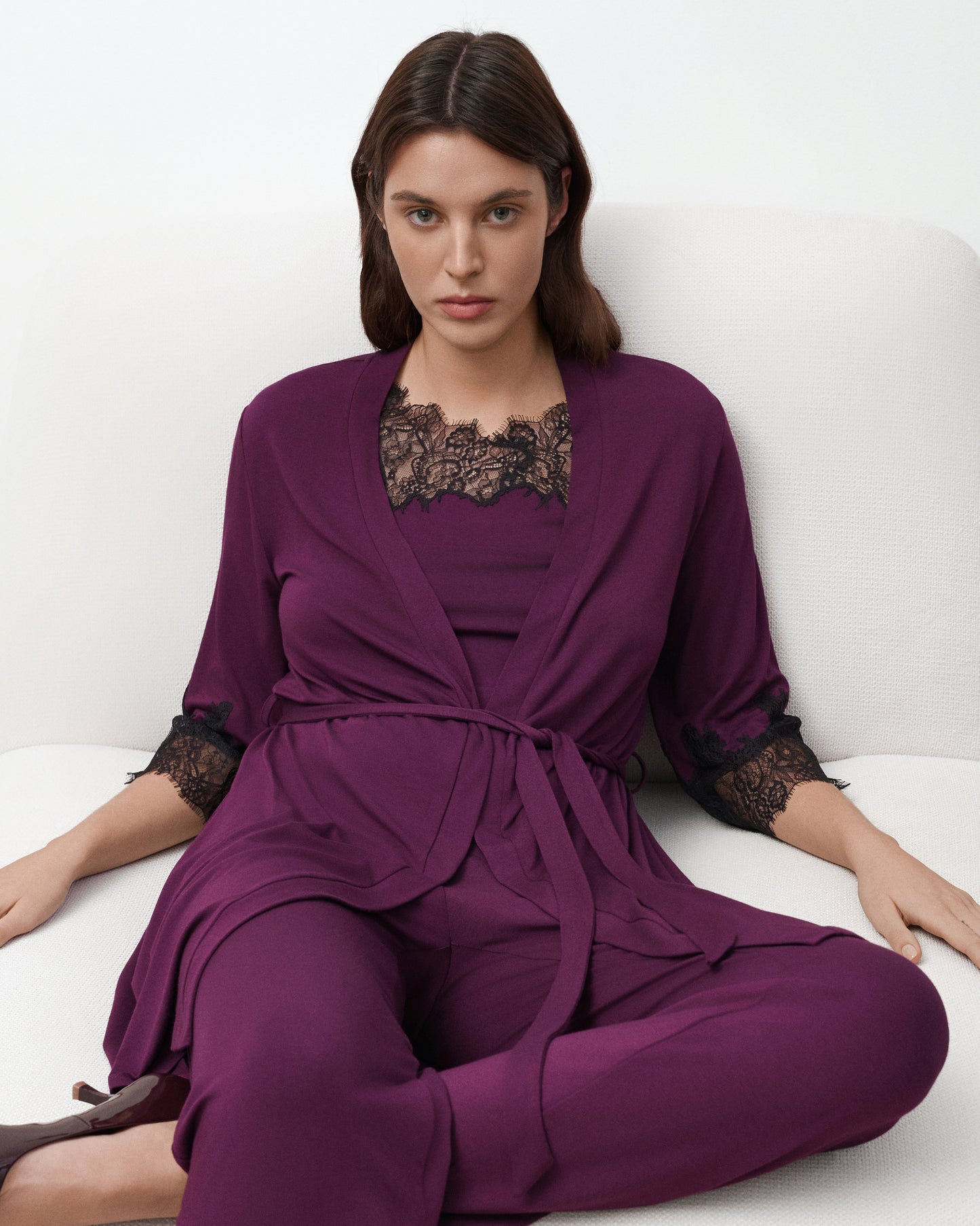 Womens bamboo 3/4 sleeve Robe 03332