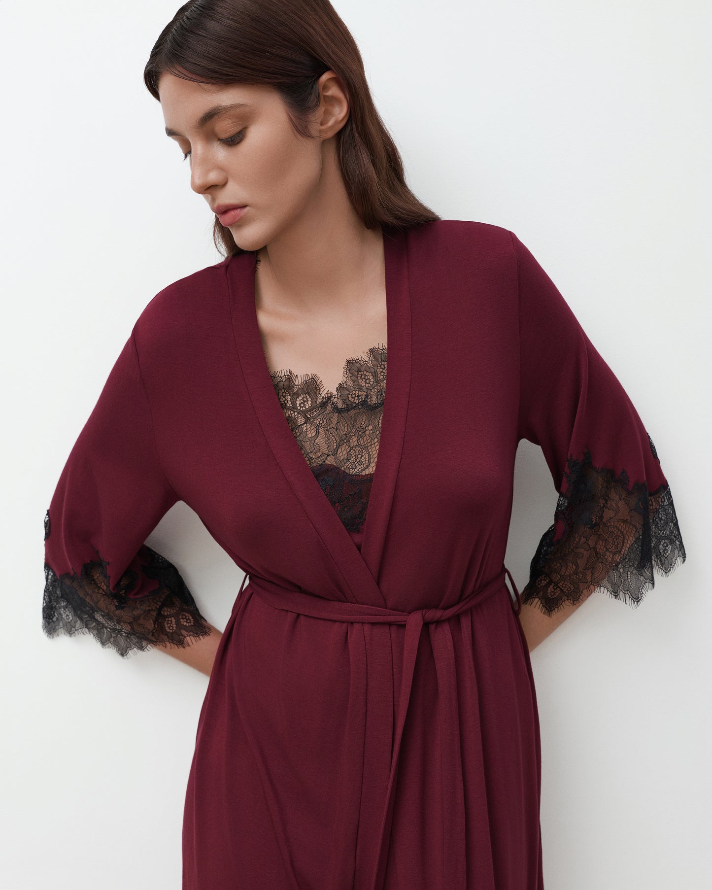 Womens bamboo 3/4 sleeve Robe 03340