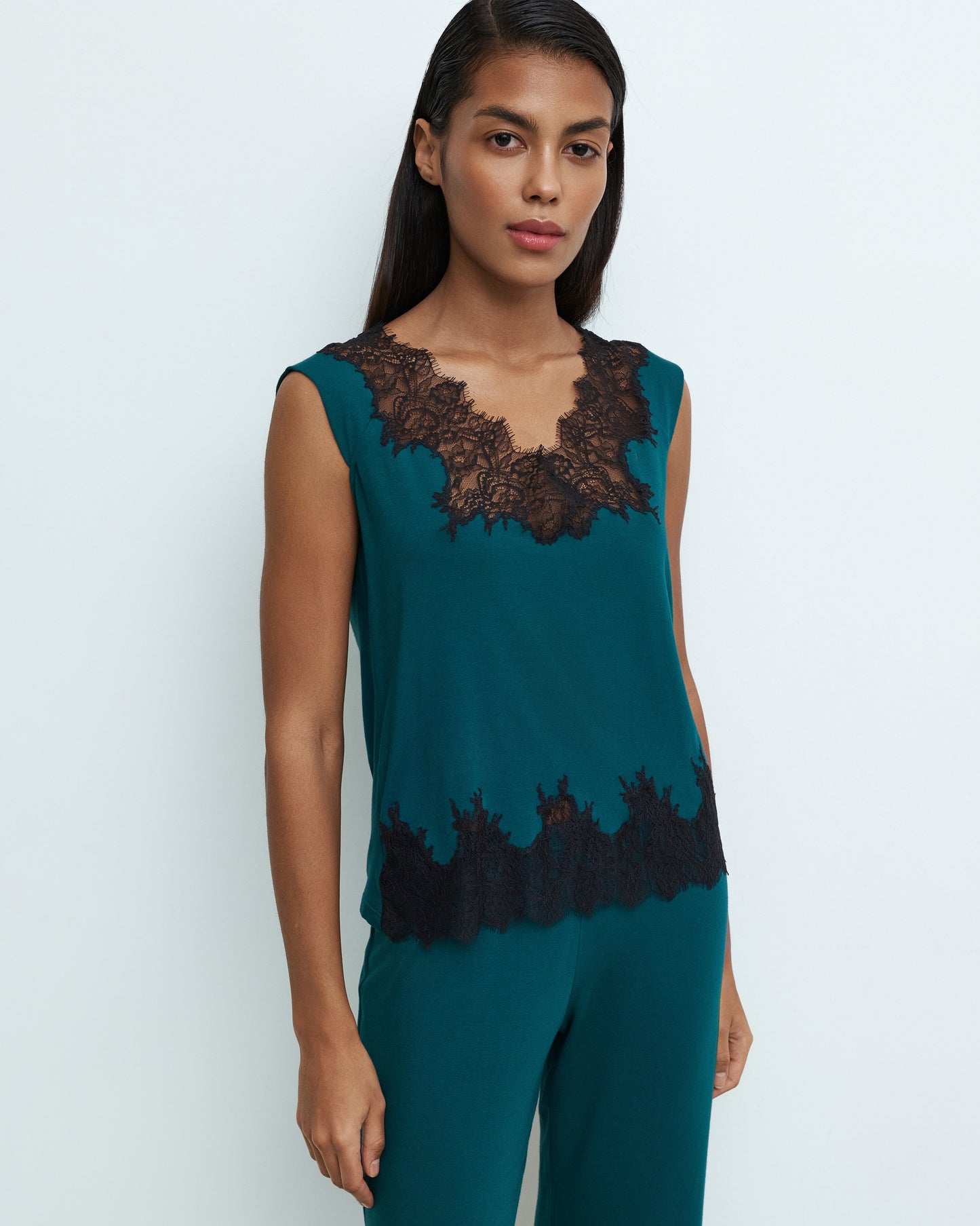 Womens bamboo Cap-sleeve pajama Set 03341