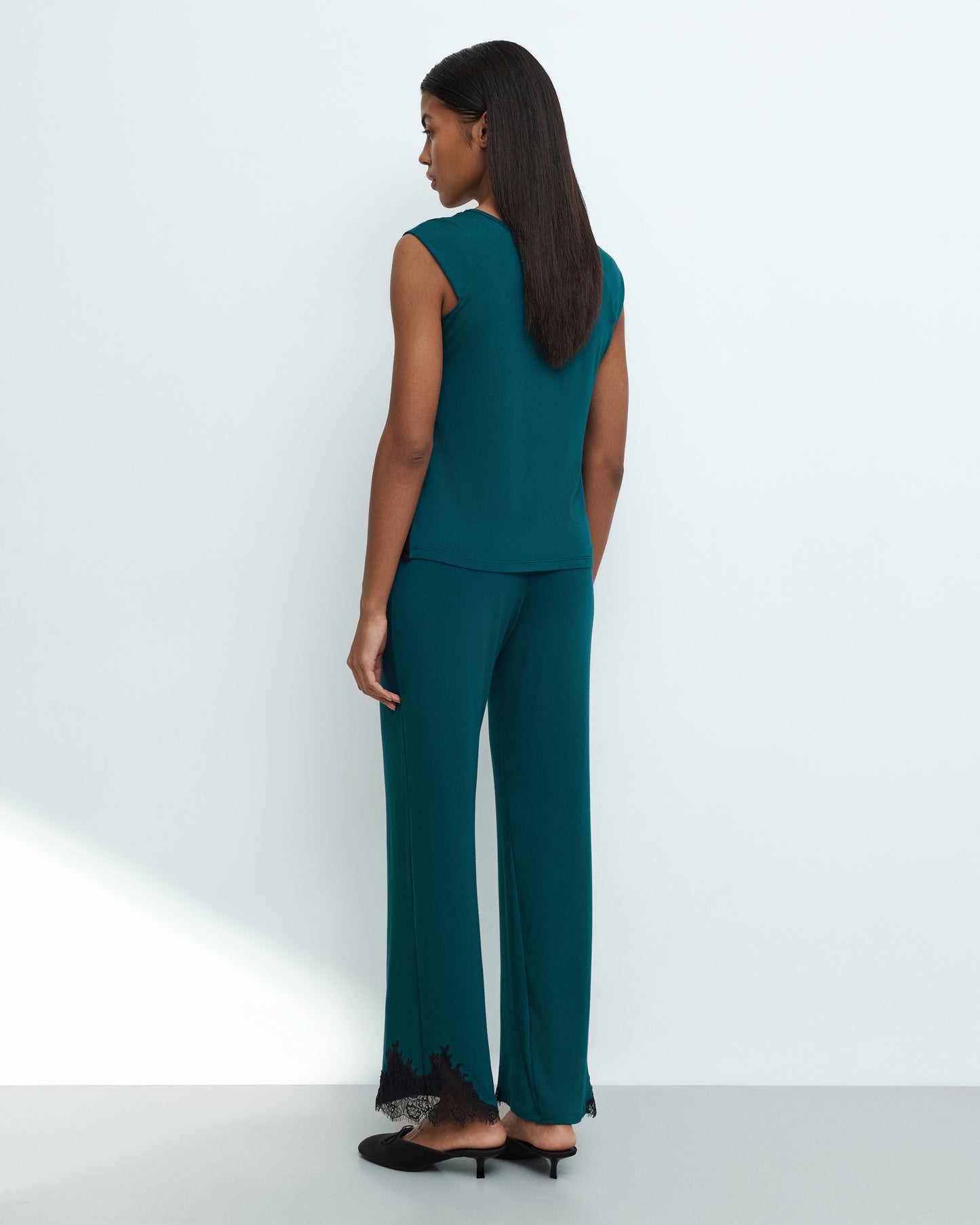 Womens bamboo Cap-sleeve pajama Set 03341