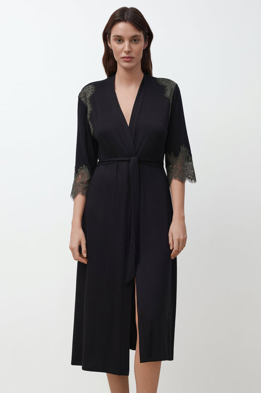 Women's bamboo 3/4 sleeve Robe 03345