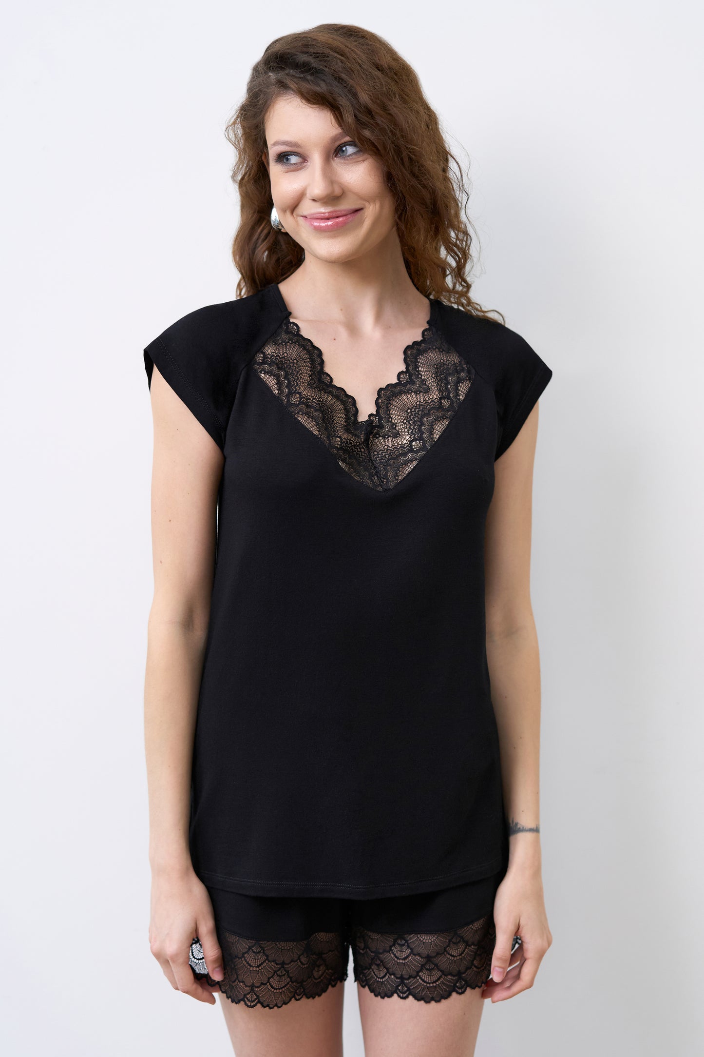 Womens bamboo T-shirt shorts set 02103
