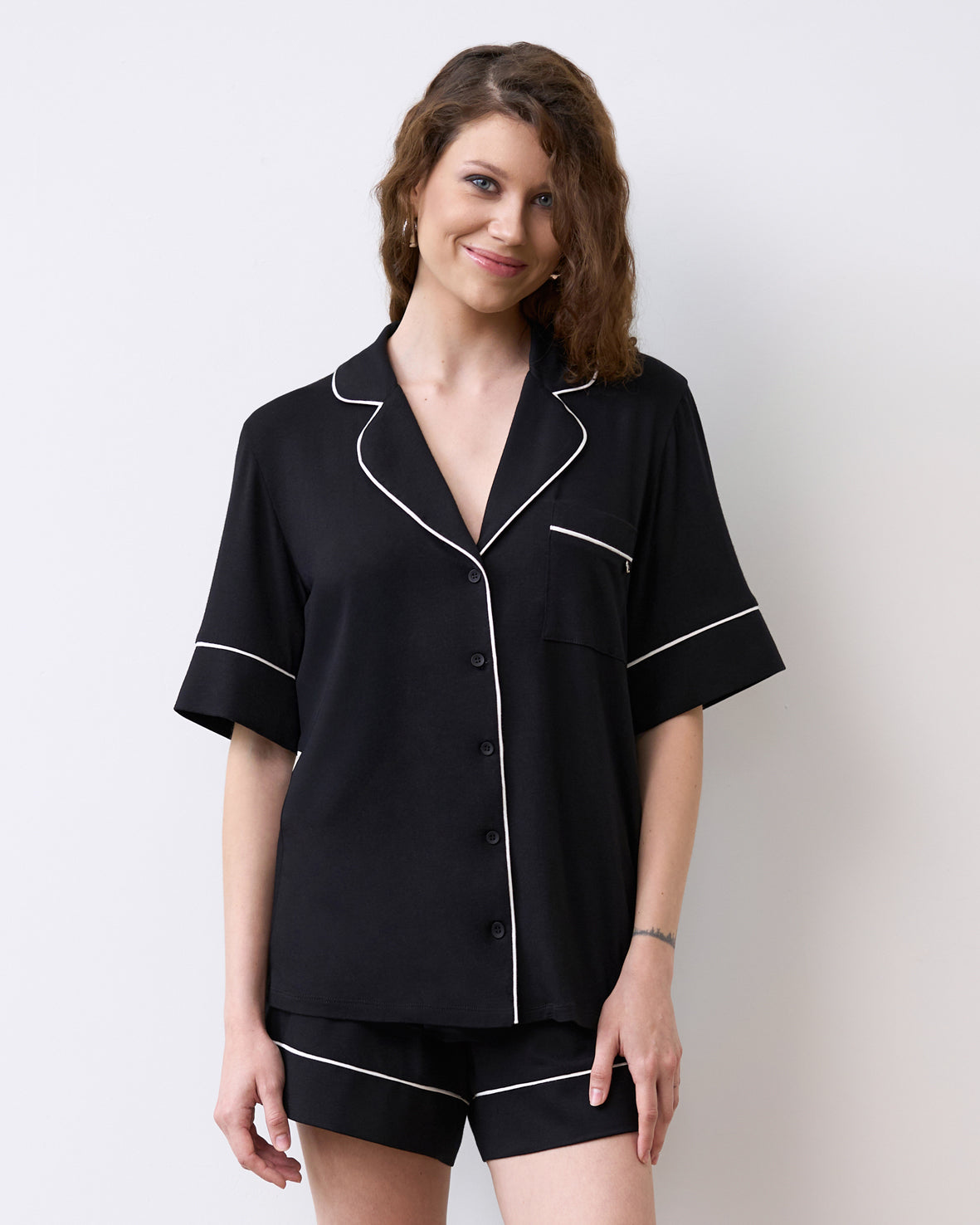 Womens bamboo Button-Up Short Sleeve Shirt 02115/1