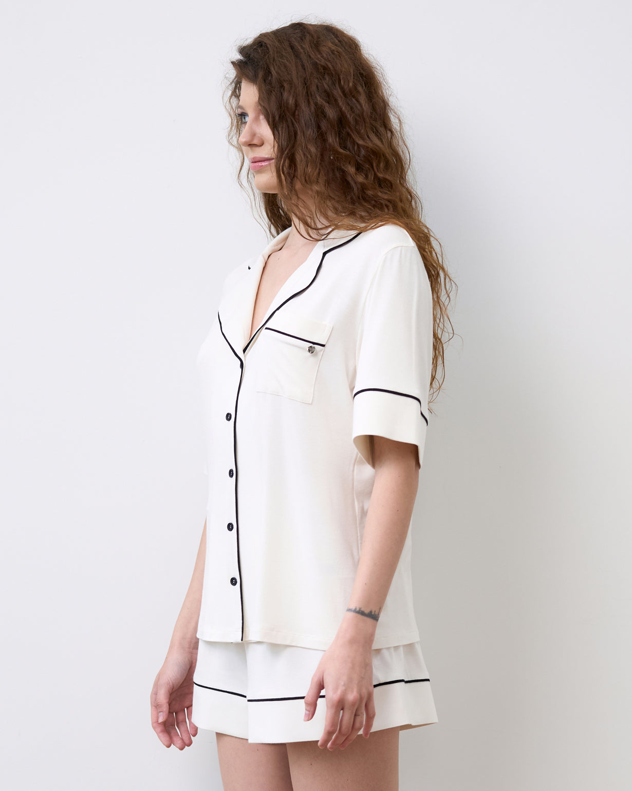 Womens bamboo Button-Up Short Sleeve Shirt 02115/1
