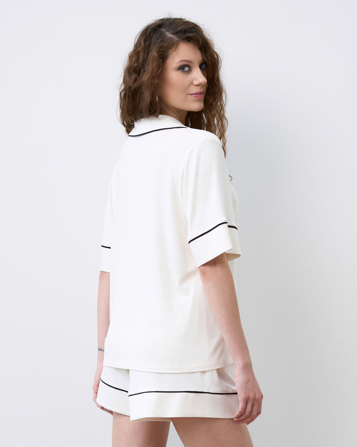 Womens bamboo Button-Up Short Sleeve Shirt 02115/1