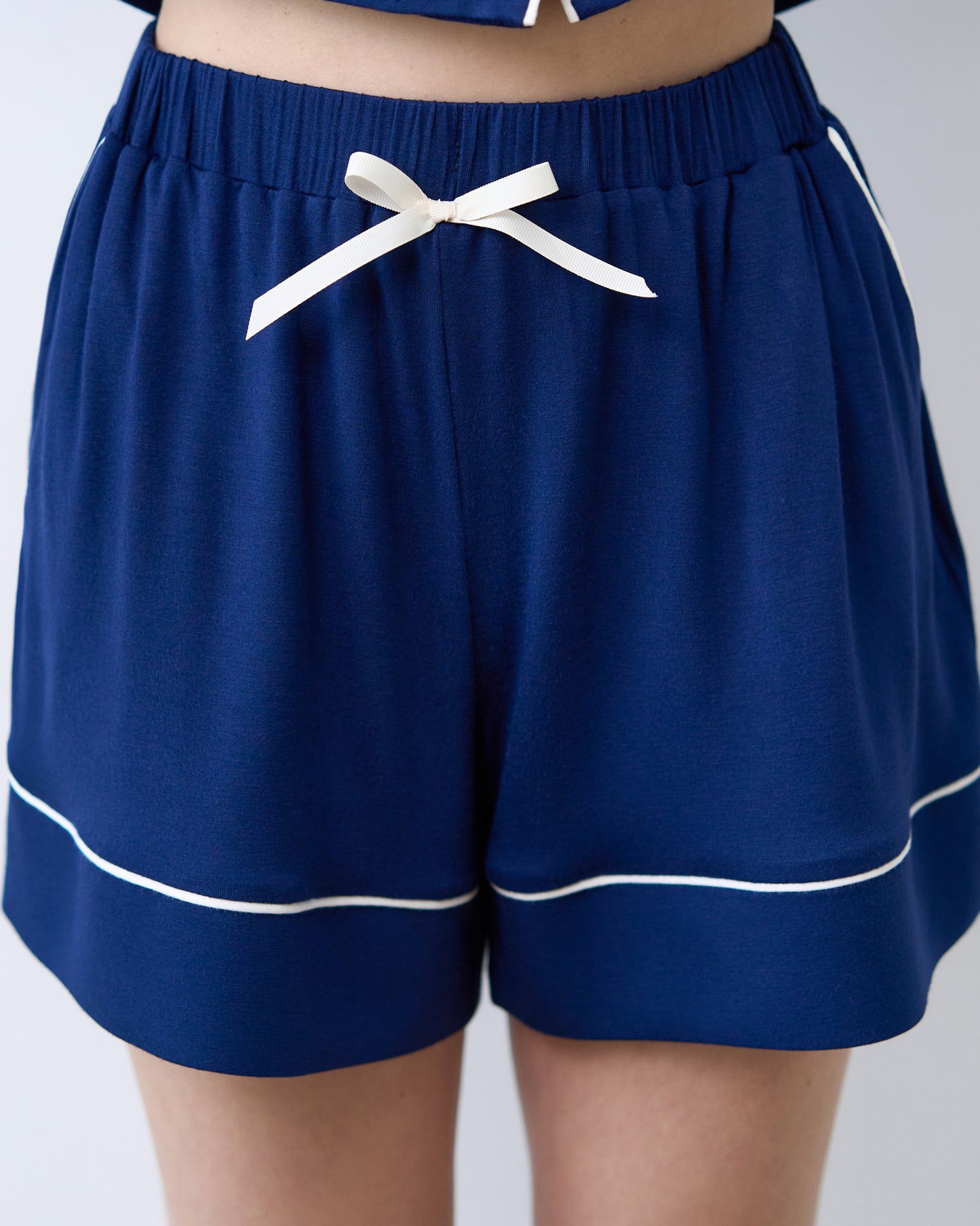 Womens bamboo Button-Up Short Sleeve Pajama Set with Shorts 02115