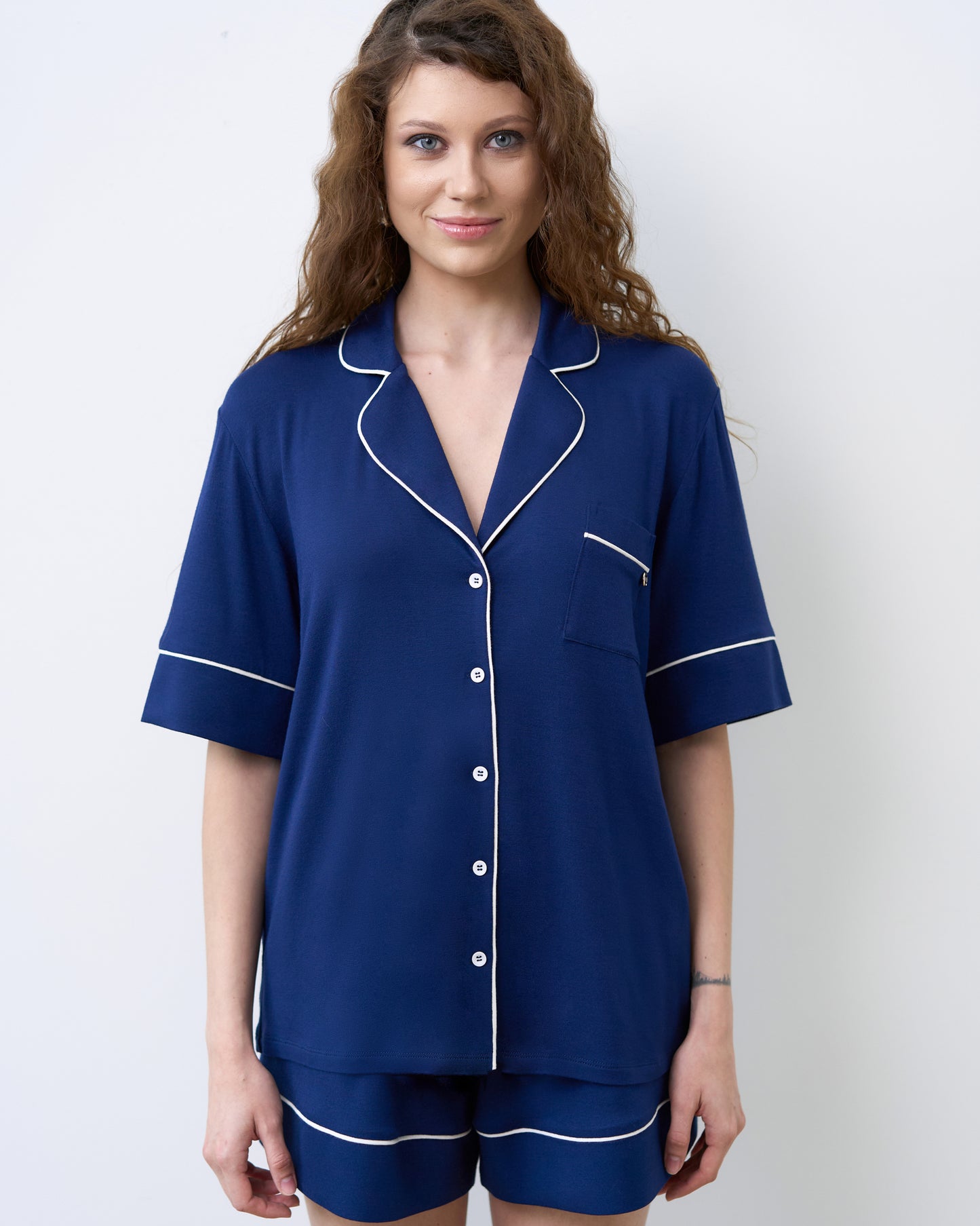 Womens bamboo Button-Up Short Sleeve Shirt 02115/1