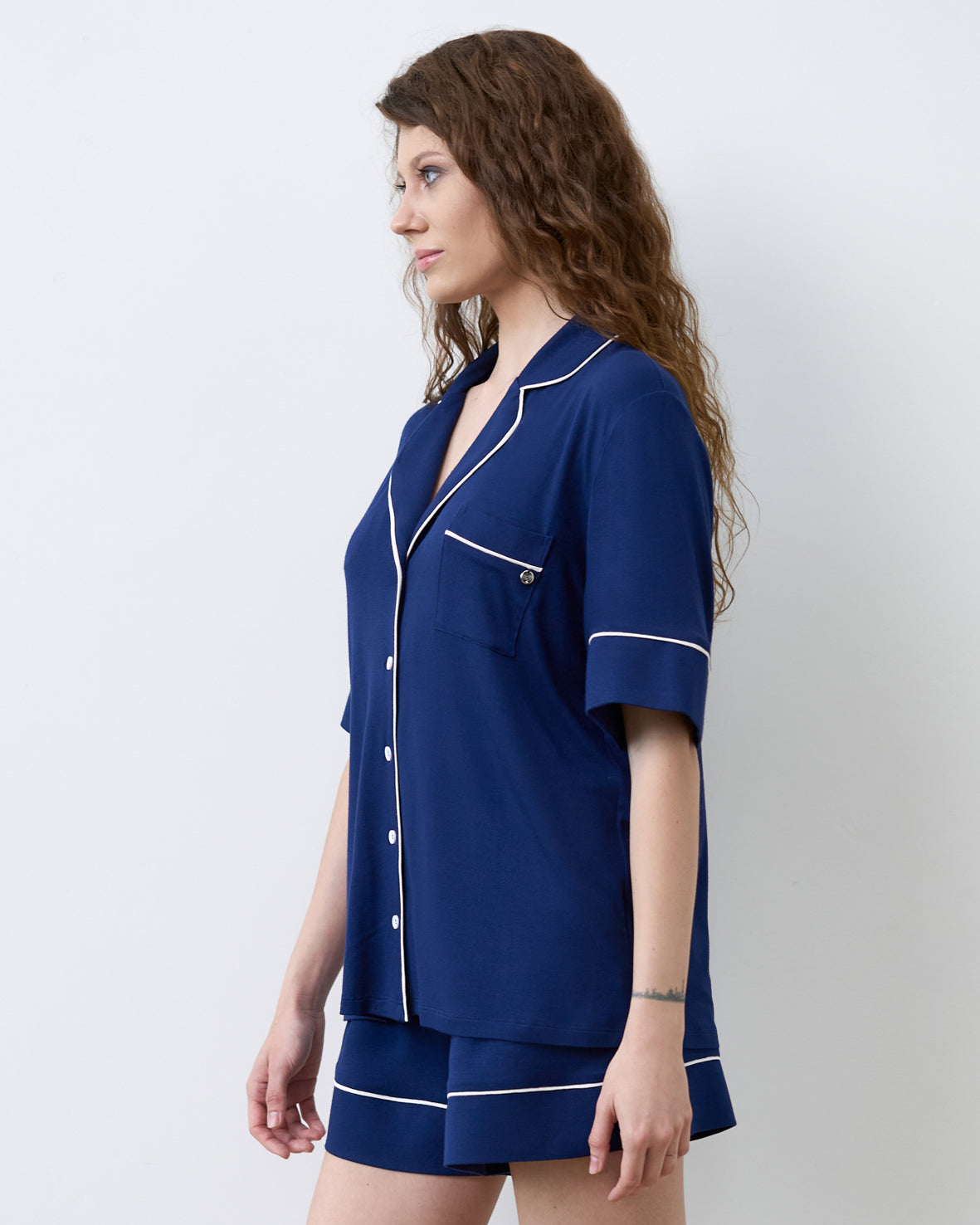 Womens bamboo Button-Up Short Sleeve Shirt 02115/1