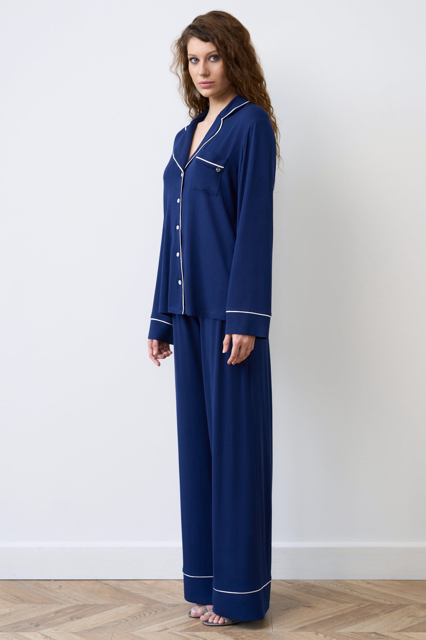 Womens bamboo Button-Up Long Sleeve Shirt 02116/1