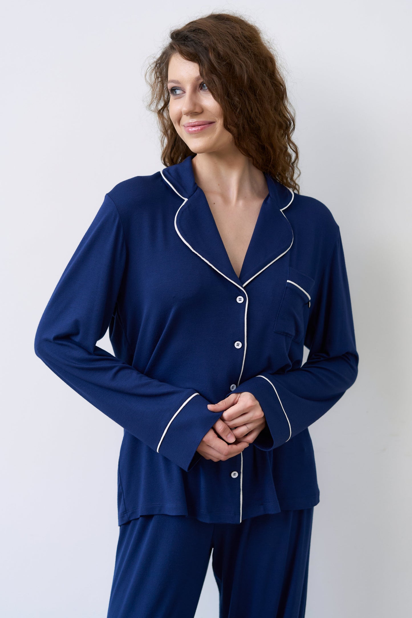 Womens bamboo Button-Up Long Sleeve Shirt 02116/1