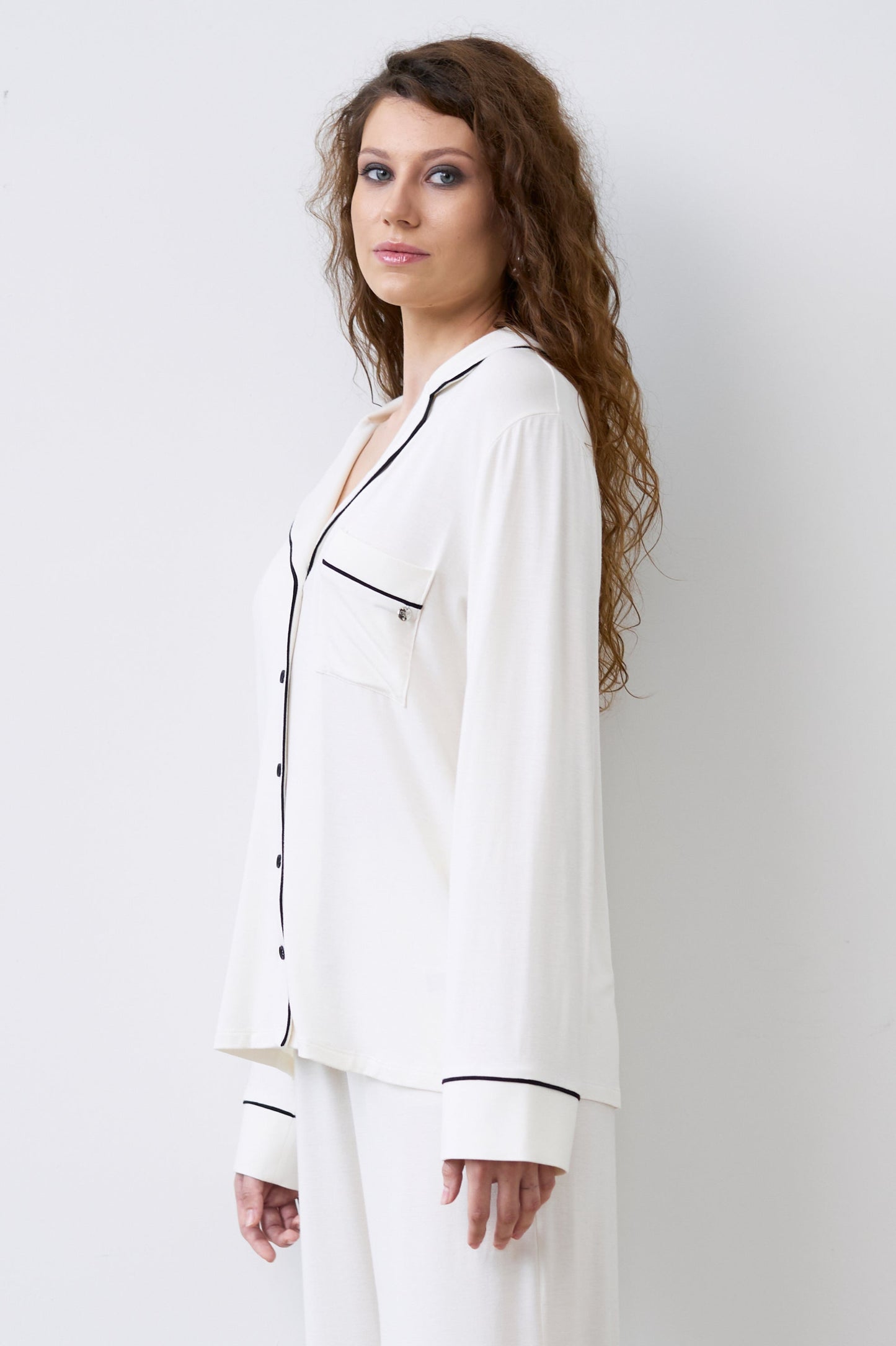 Womens bamboo Button-Up Long Sleeve Shirt 02116/1