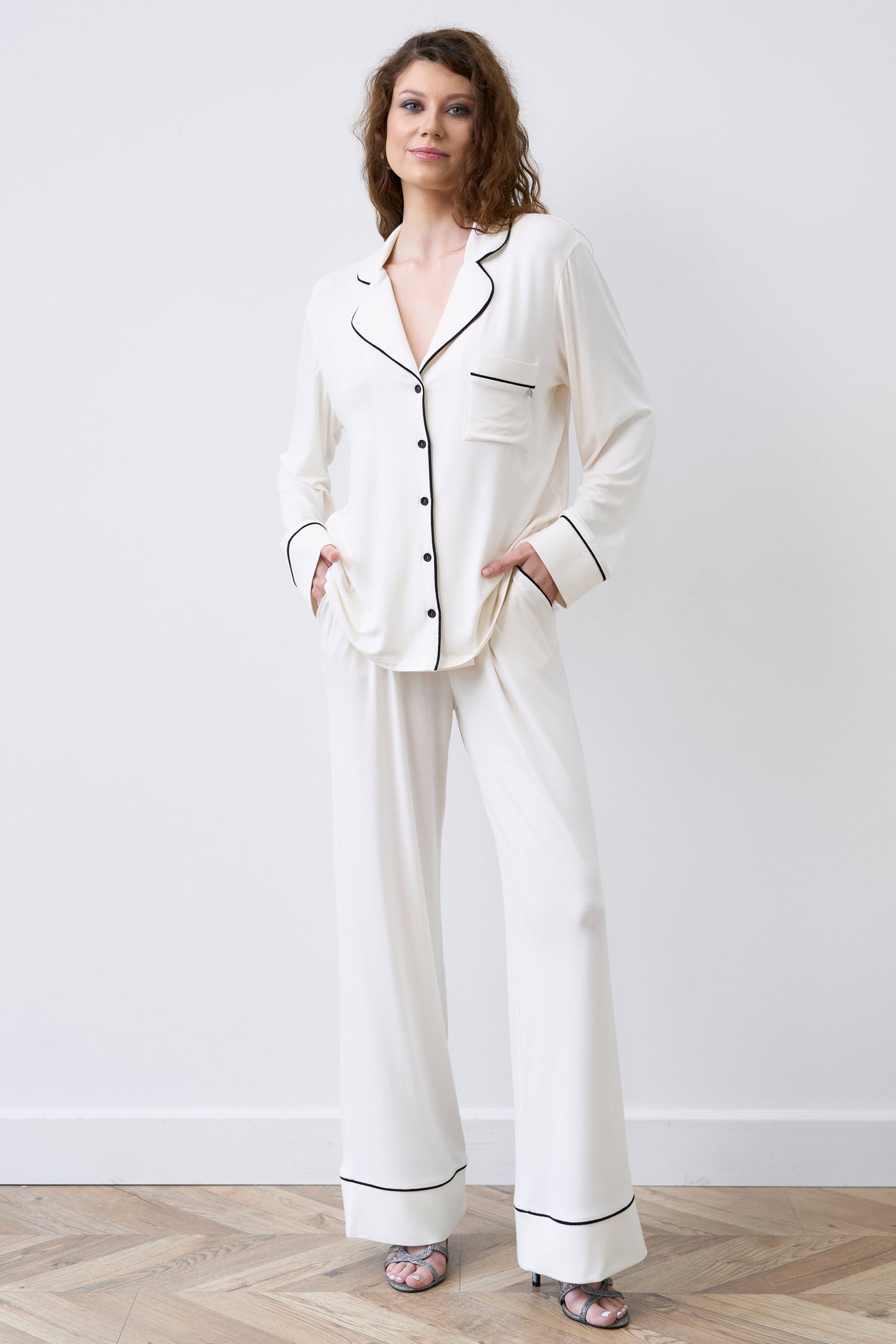 Womens bamboo Button-Up Long Sleeve Shirt 02116/1