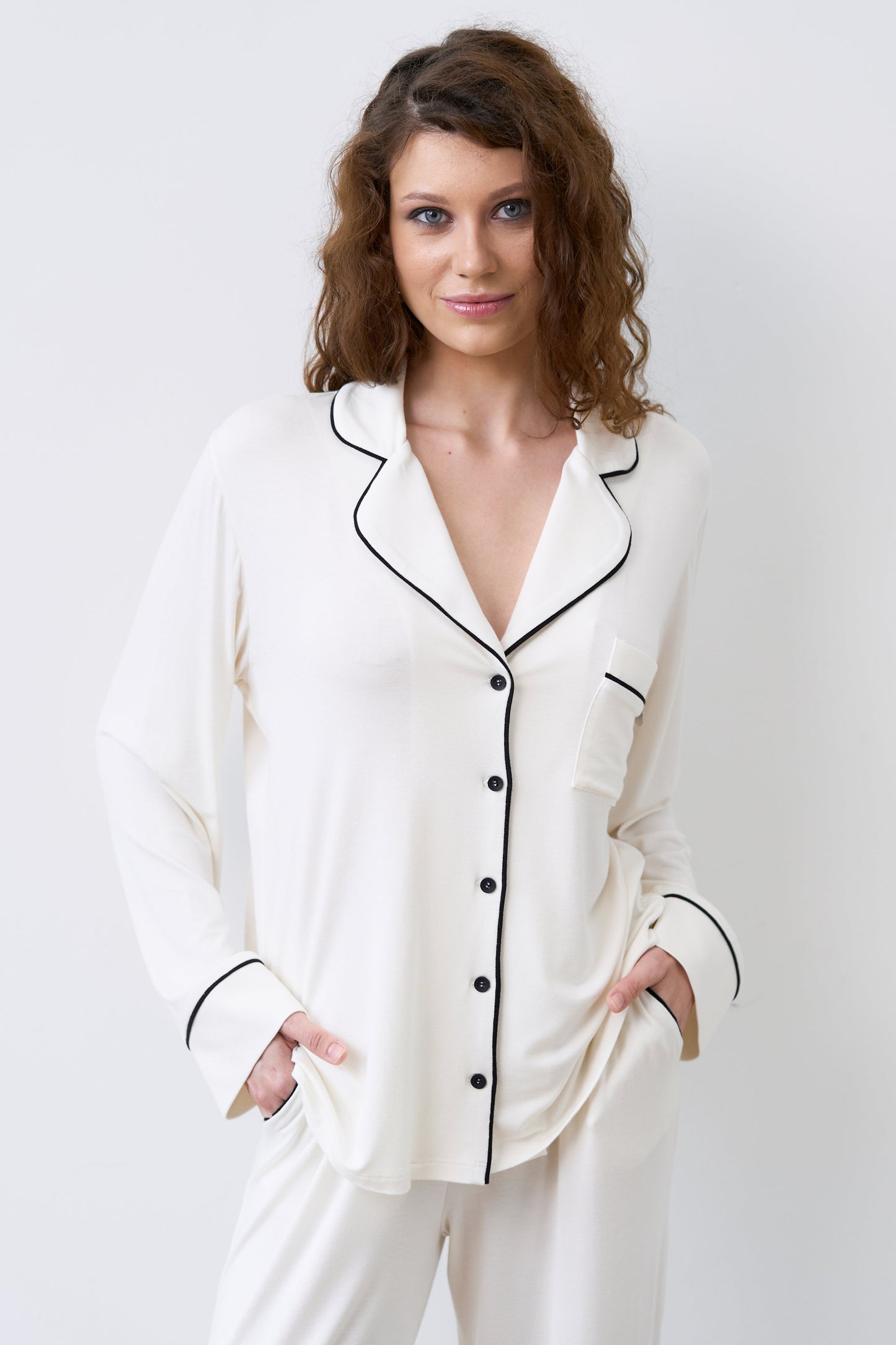Womens bamboo Button-Up Long Sleeve Shirt 02116/1