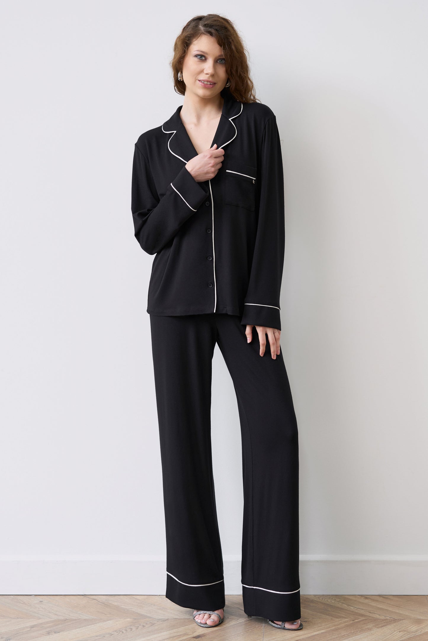 Womens bamboo Button-Up Long Sleeve Shirt 02116/1
