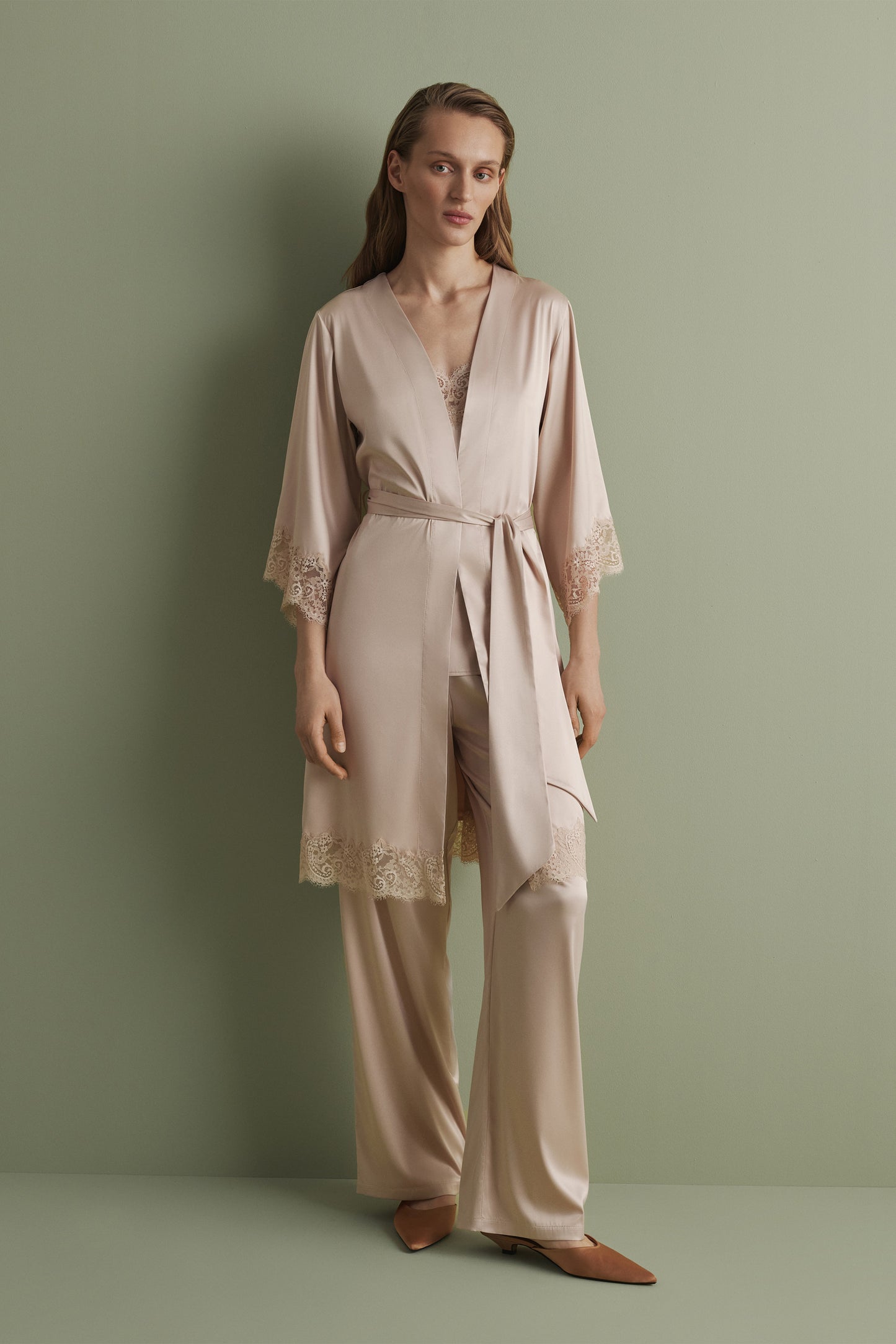 Women's silk satin robe S03414
