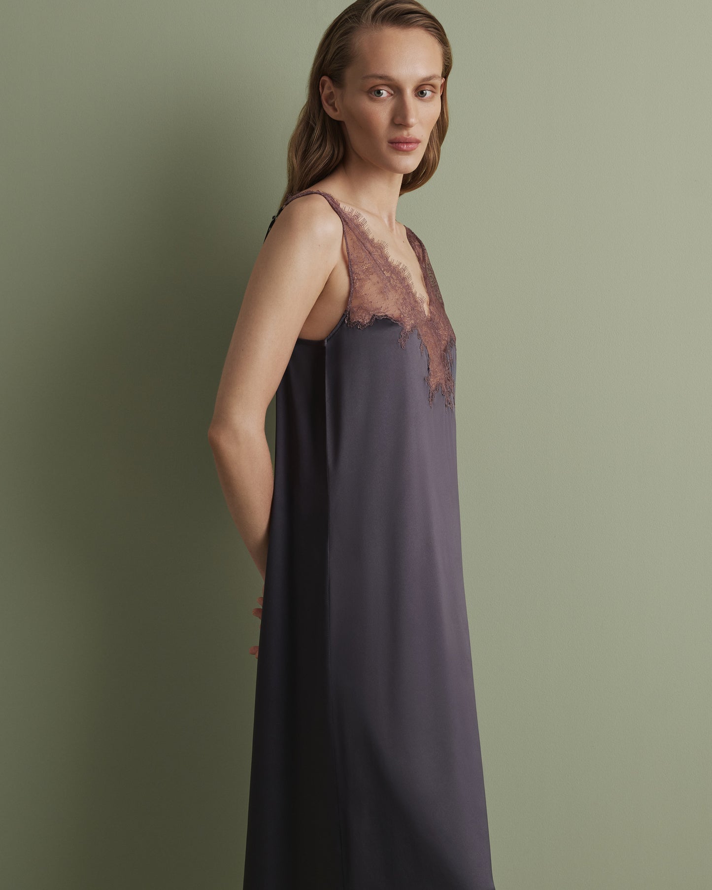 Women's satin nighgown spaghetti strap S03418