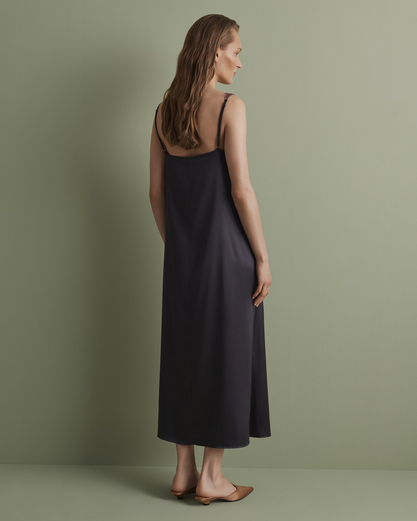 Women's satin nighgown spaghetti strap S03418