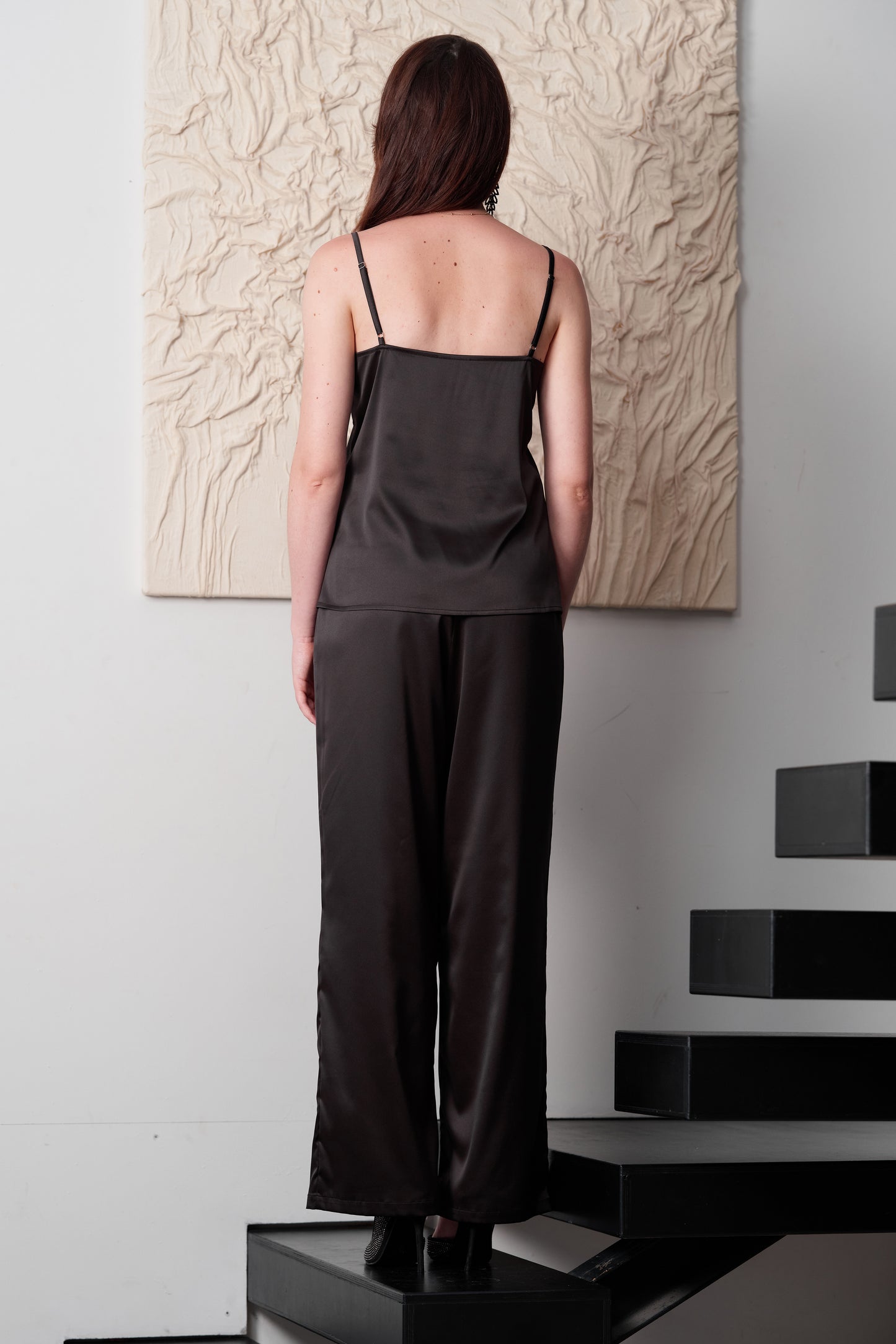 Women's satin camisole pajama S03421 black