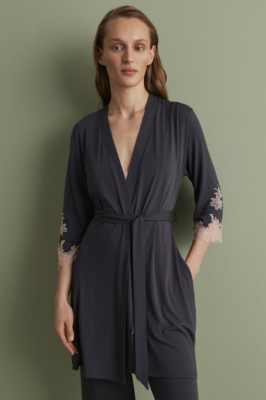 Womens bamboo 3/4 sleeve Robe 03161