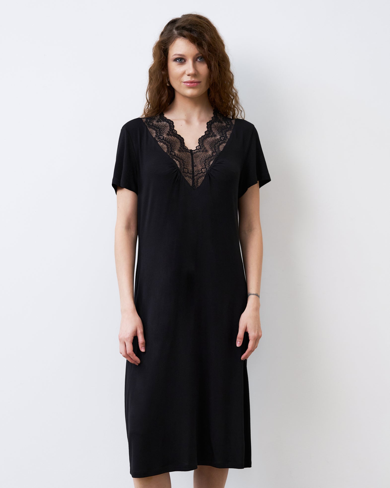Bamboo t-shirt Nightgown 02100 black