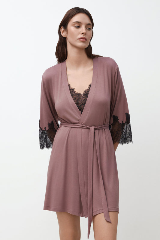 Womens bamboo 3/4 sleeve Robe 03332