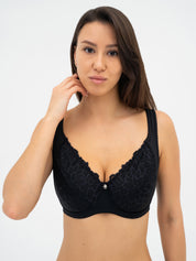 Full coverage half-padded side support Bra 004 012 black