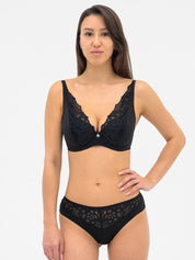 Plunge padded push-up Bra 004 010 black