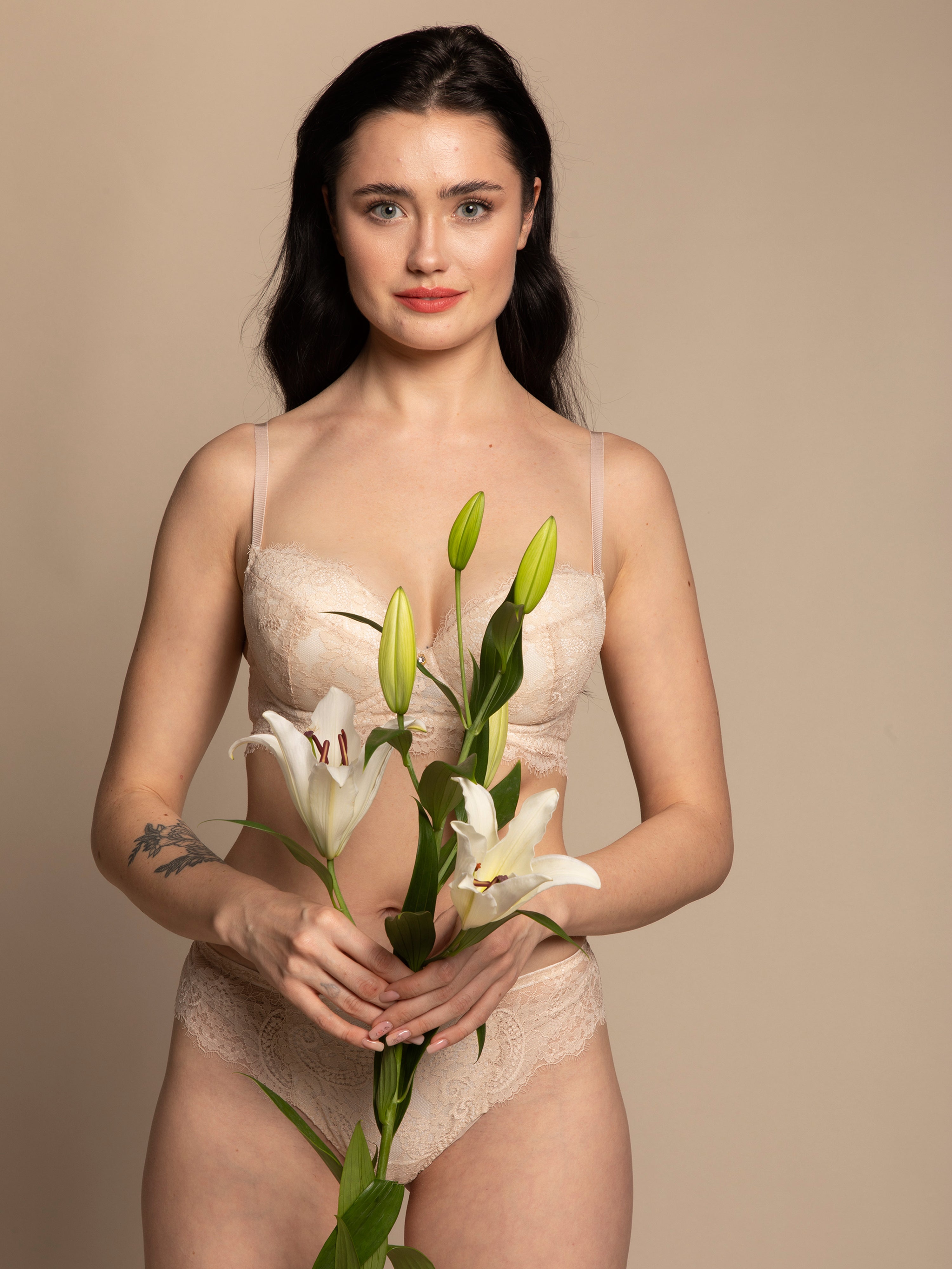 Plunge padded push-up Bra 005 558 peony