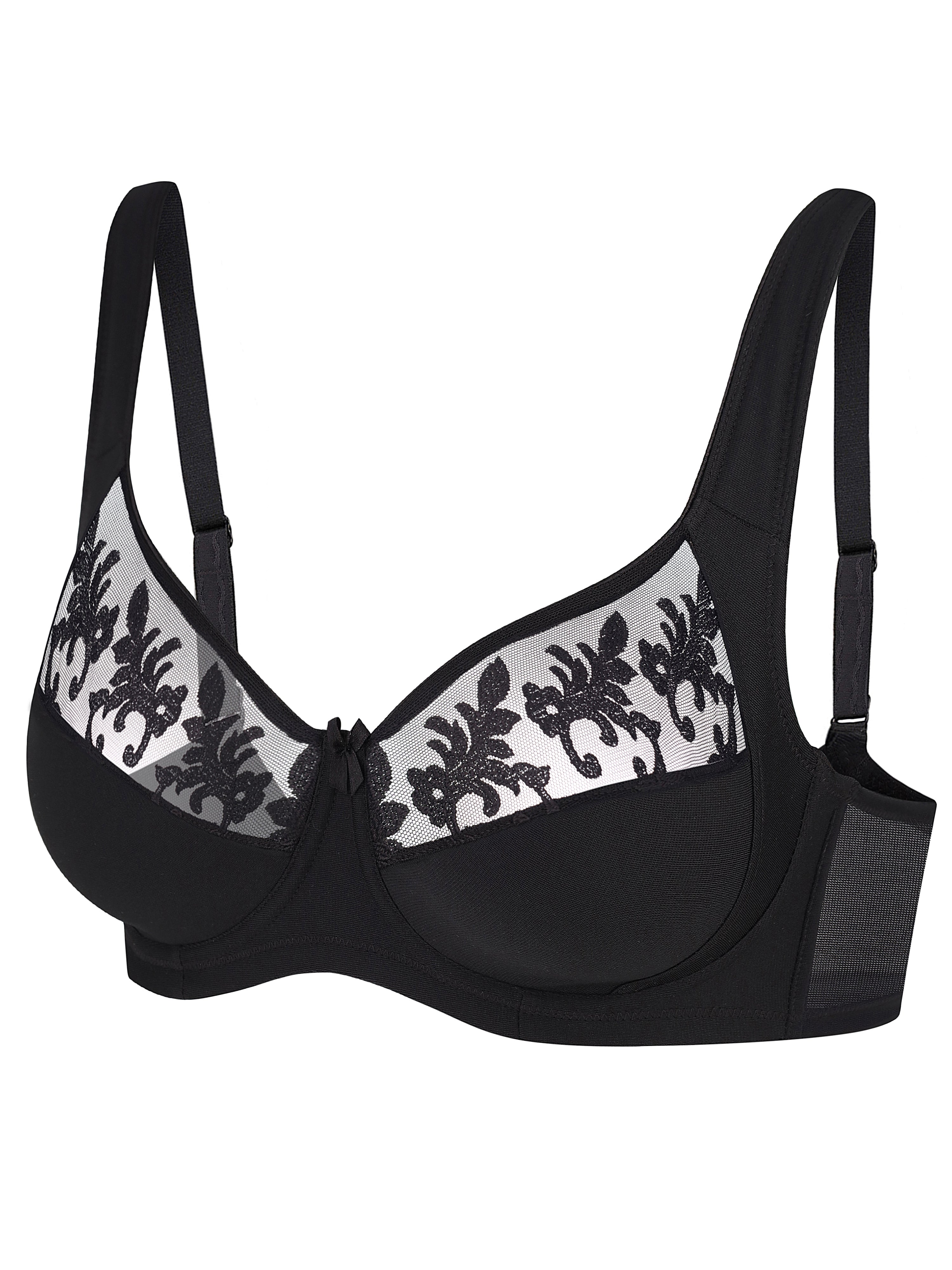 Full coverage non-padded side support Bra 006 015 black