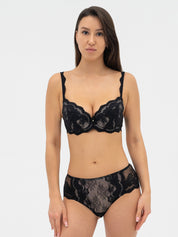 Plunge padded push-up Bra 019 136 black/peony