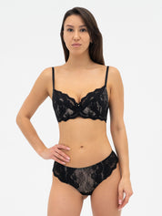 Plunge falf-padded Bra 019 359 black/peony