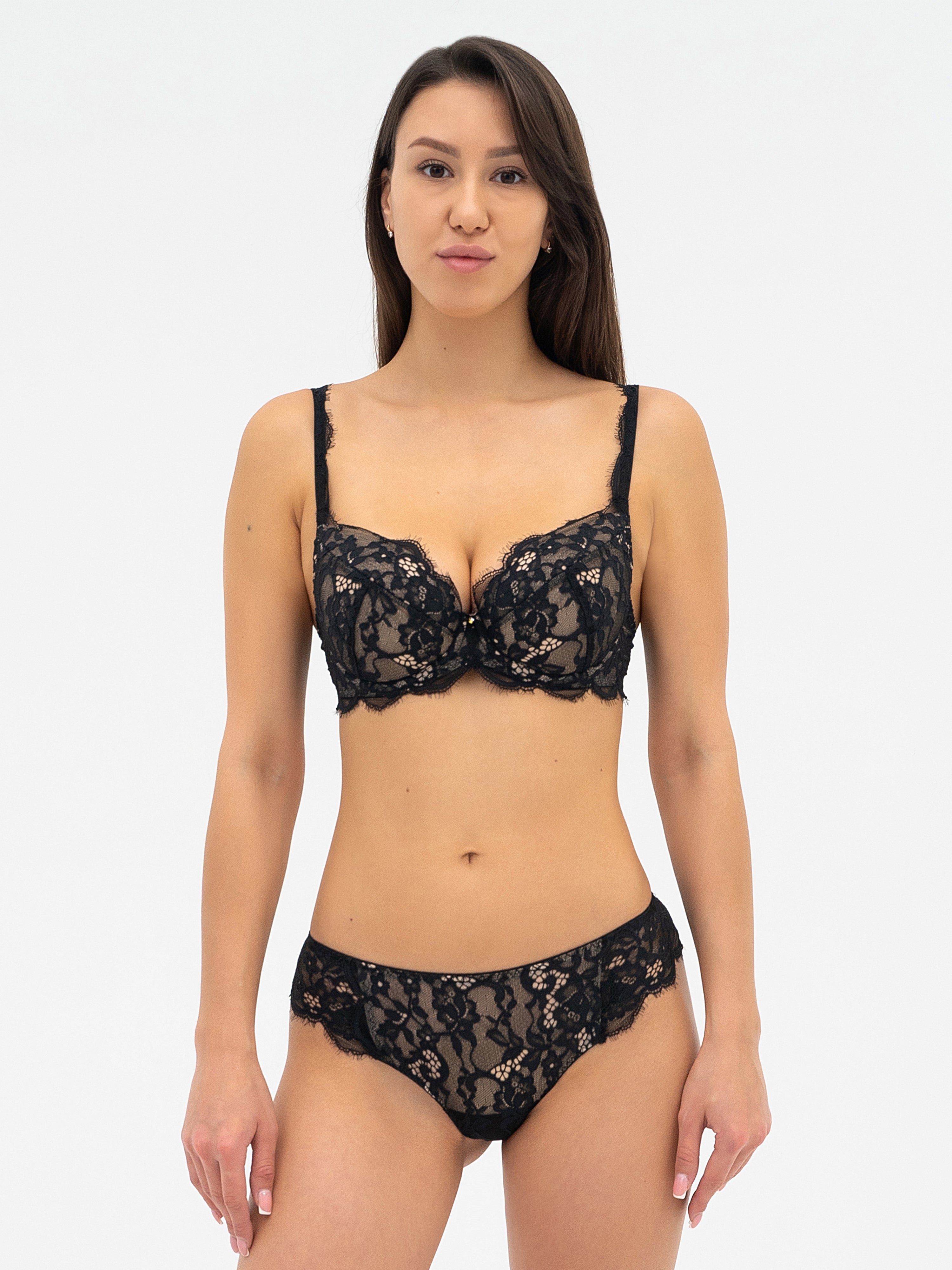 Plunge padded push-up Bra 020 136 black/peony