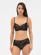 Plunge half-padded Bra 020 375 black/peony