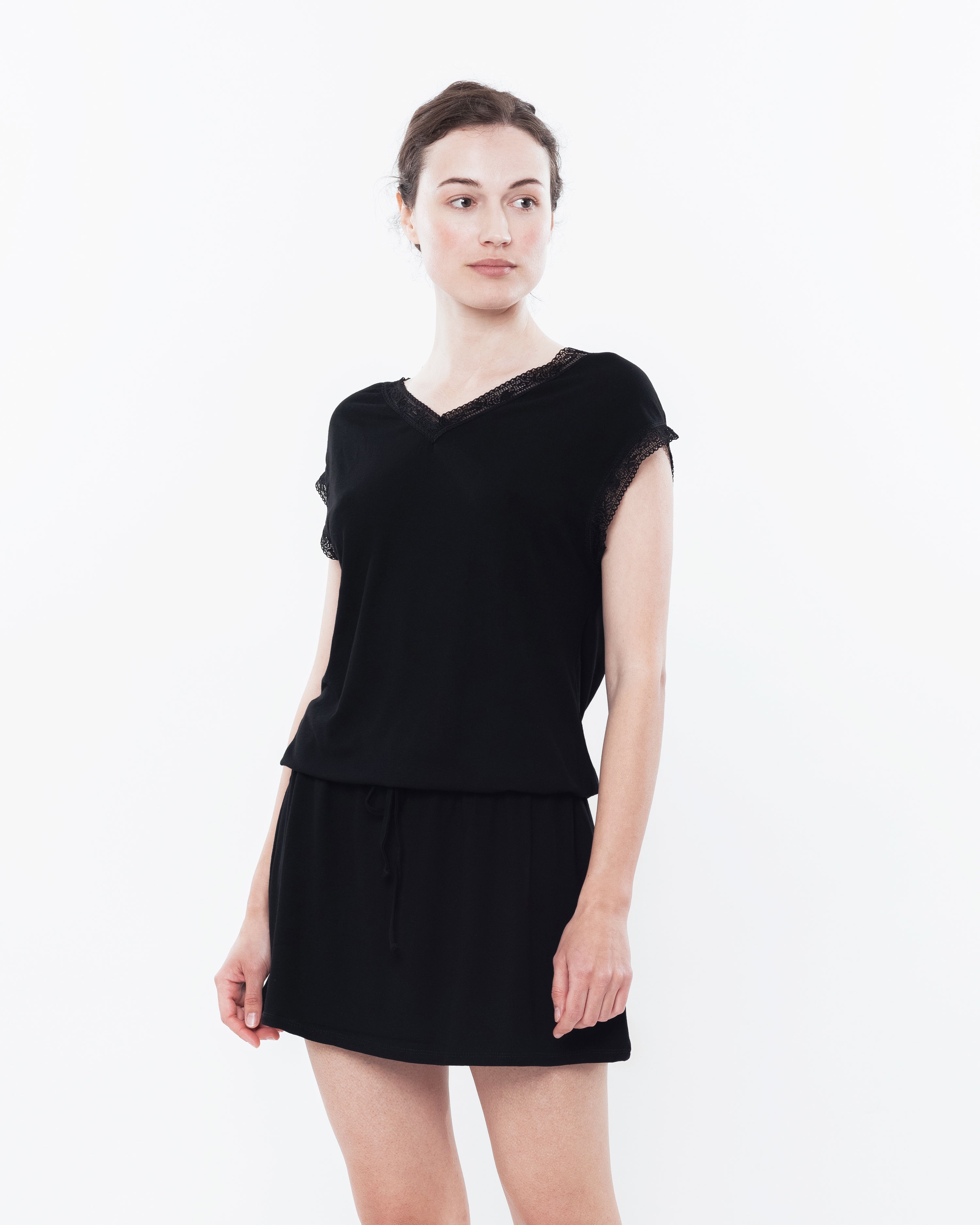 Bamboo cap-sleeve Nightgown 0202 black
