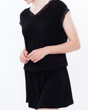 Bamboo cap-sleeve Nightgown 0202 black