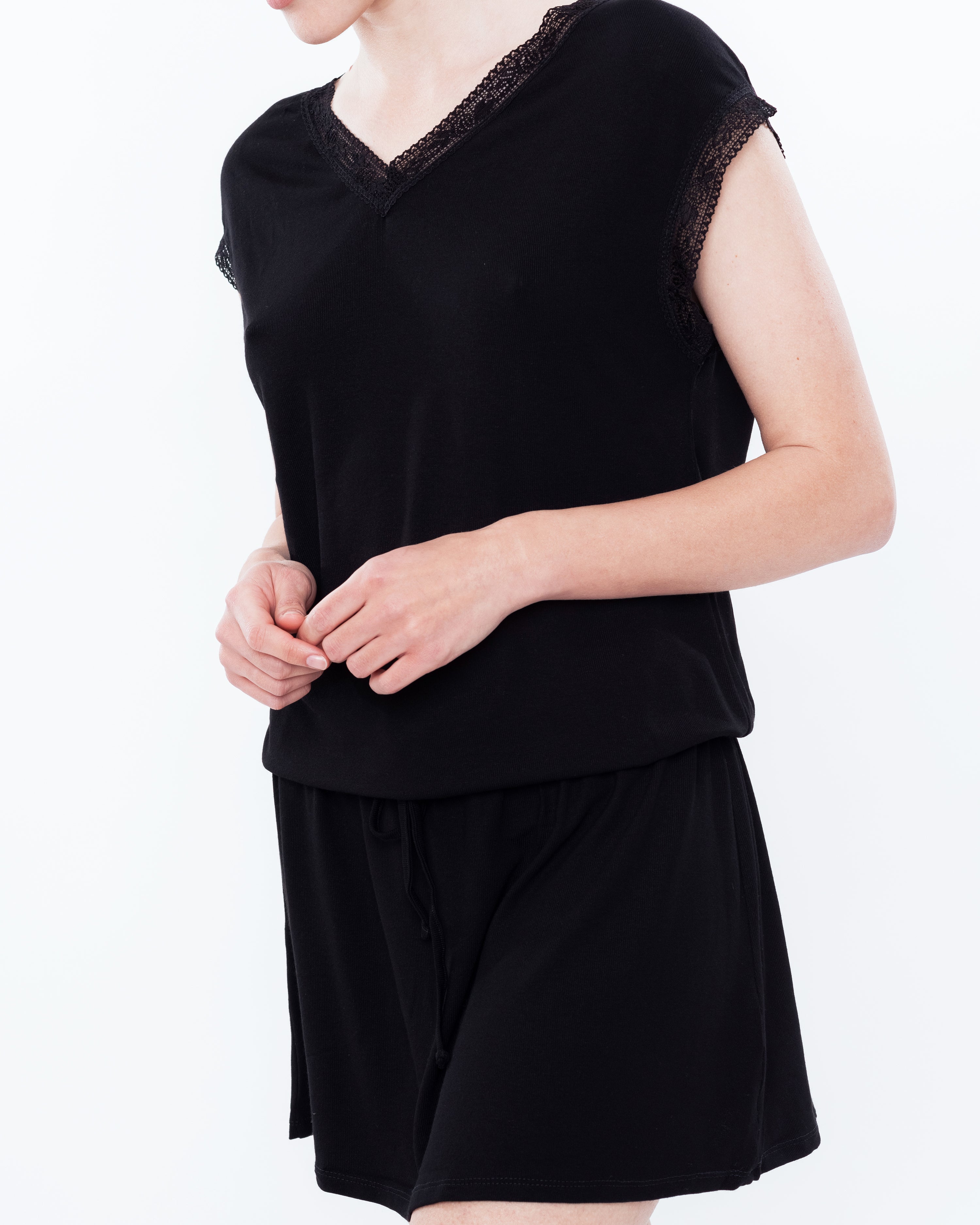 Bamboo cap-sleeve Nightgown 0202 black