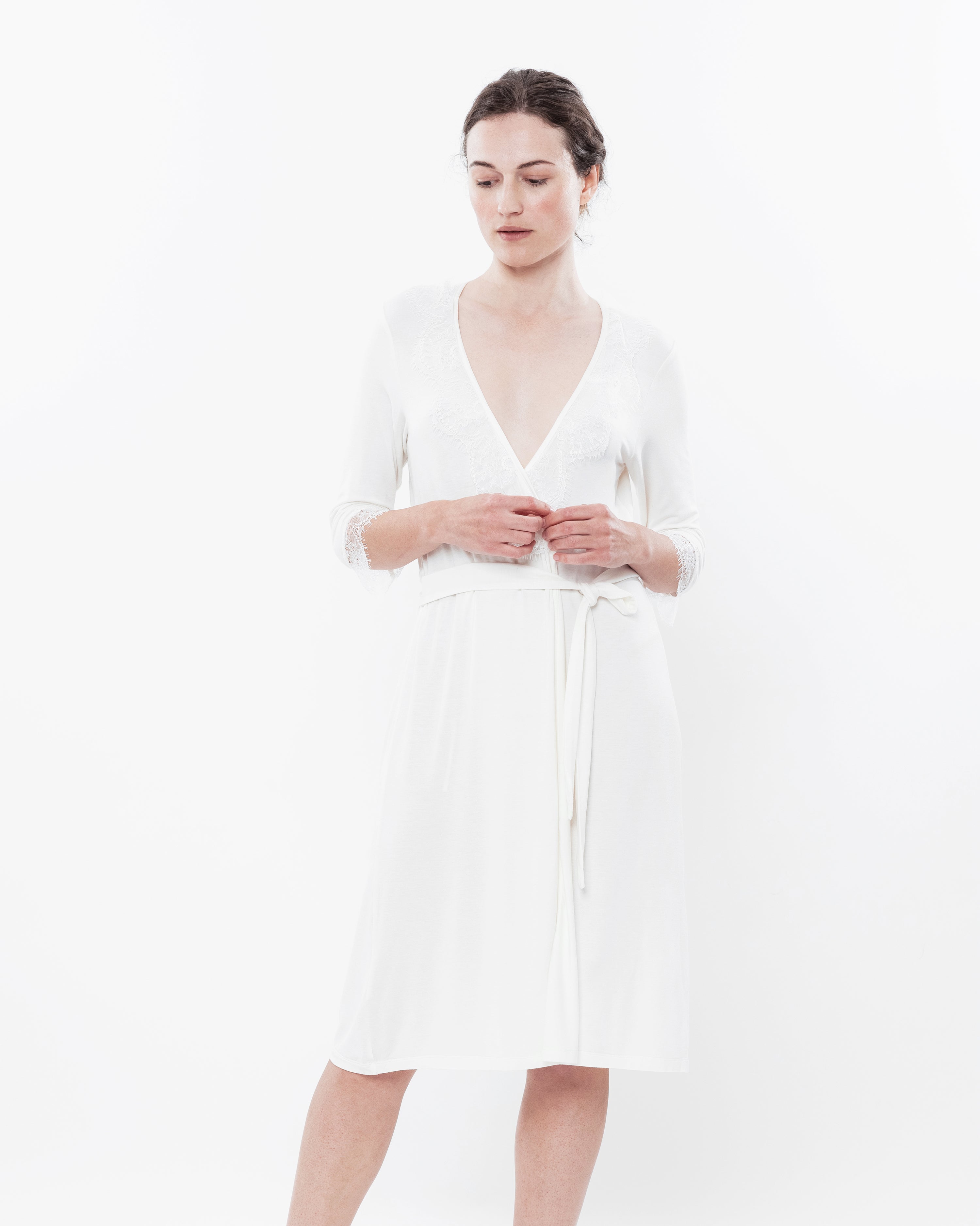 Bamboo 3/4 sleeve Robe 0203/1 ecru