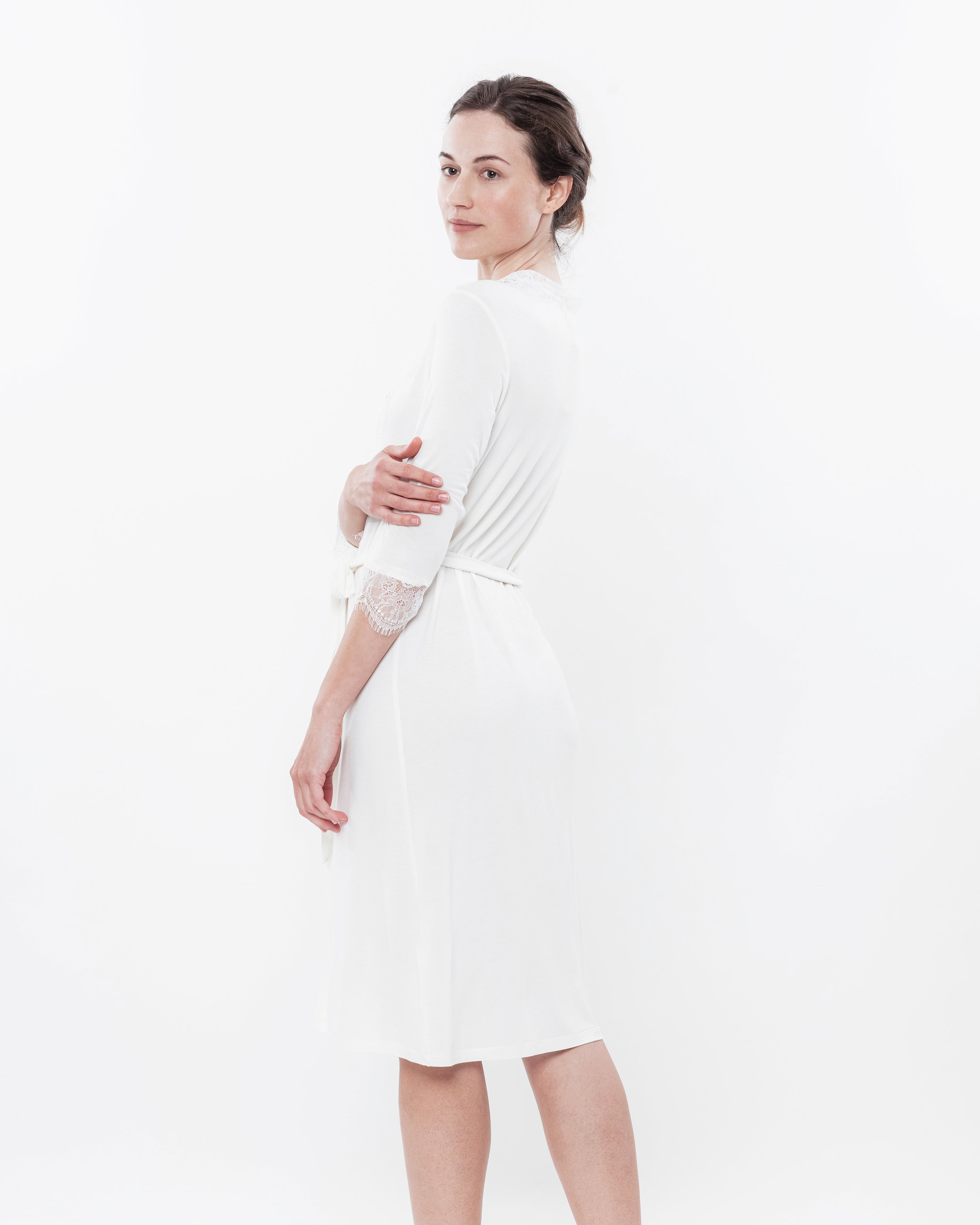 Bamboo 3/4 sleeve Robe 0203/1 ecru