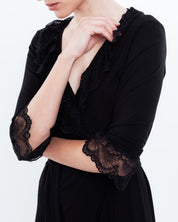 Bamboo 3/4 sleeve Robe 0203 black
