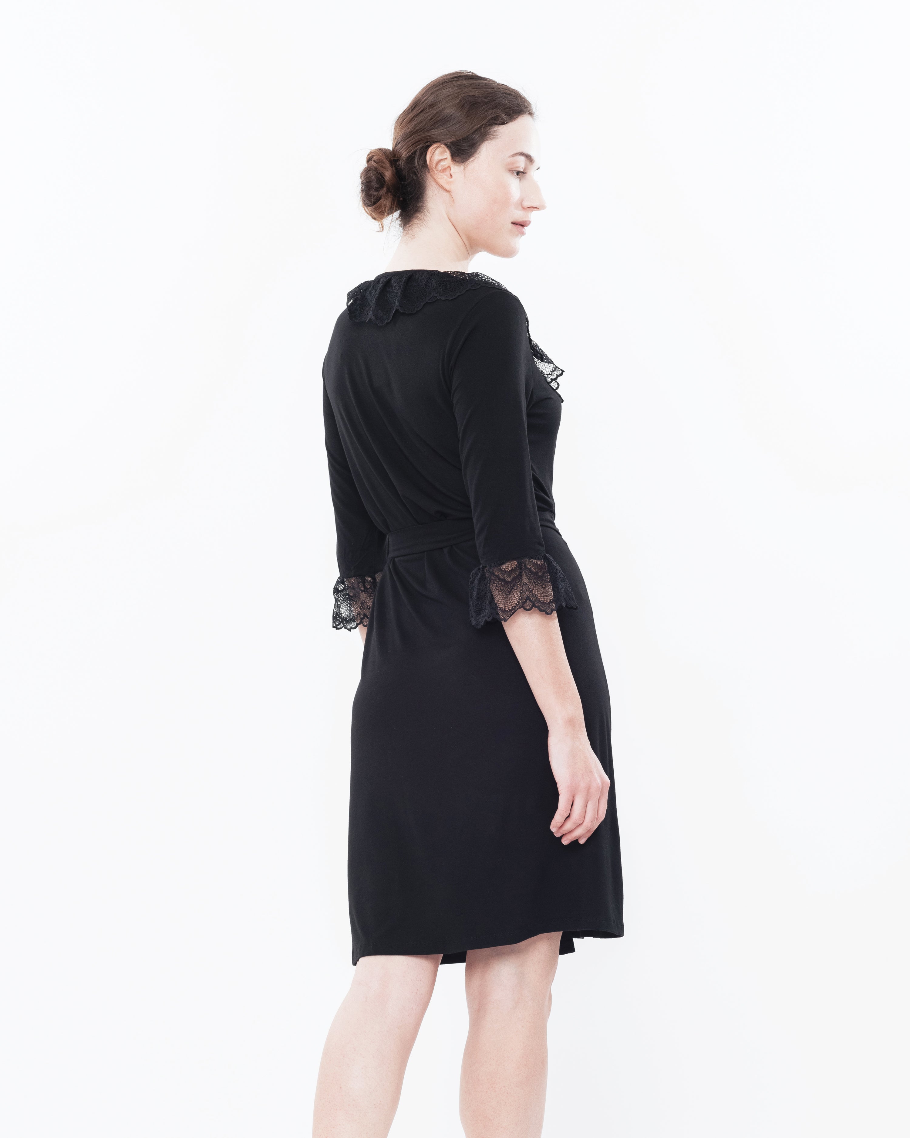 Bamboo 3/4 sleeve Robe 0203 black