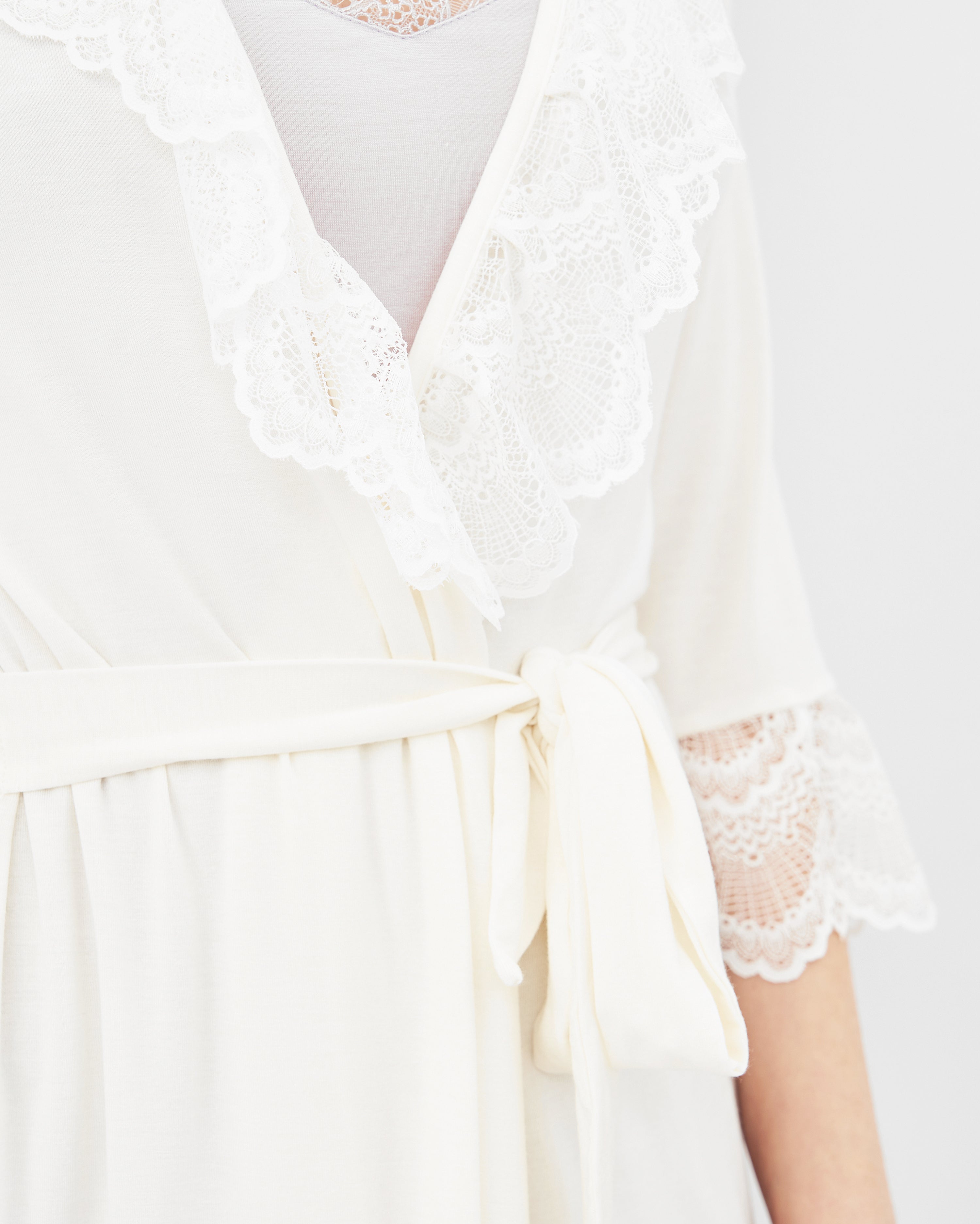 Bamboo 3/4 sleeve Robe 0203 ecru