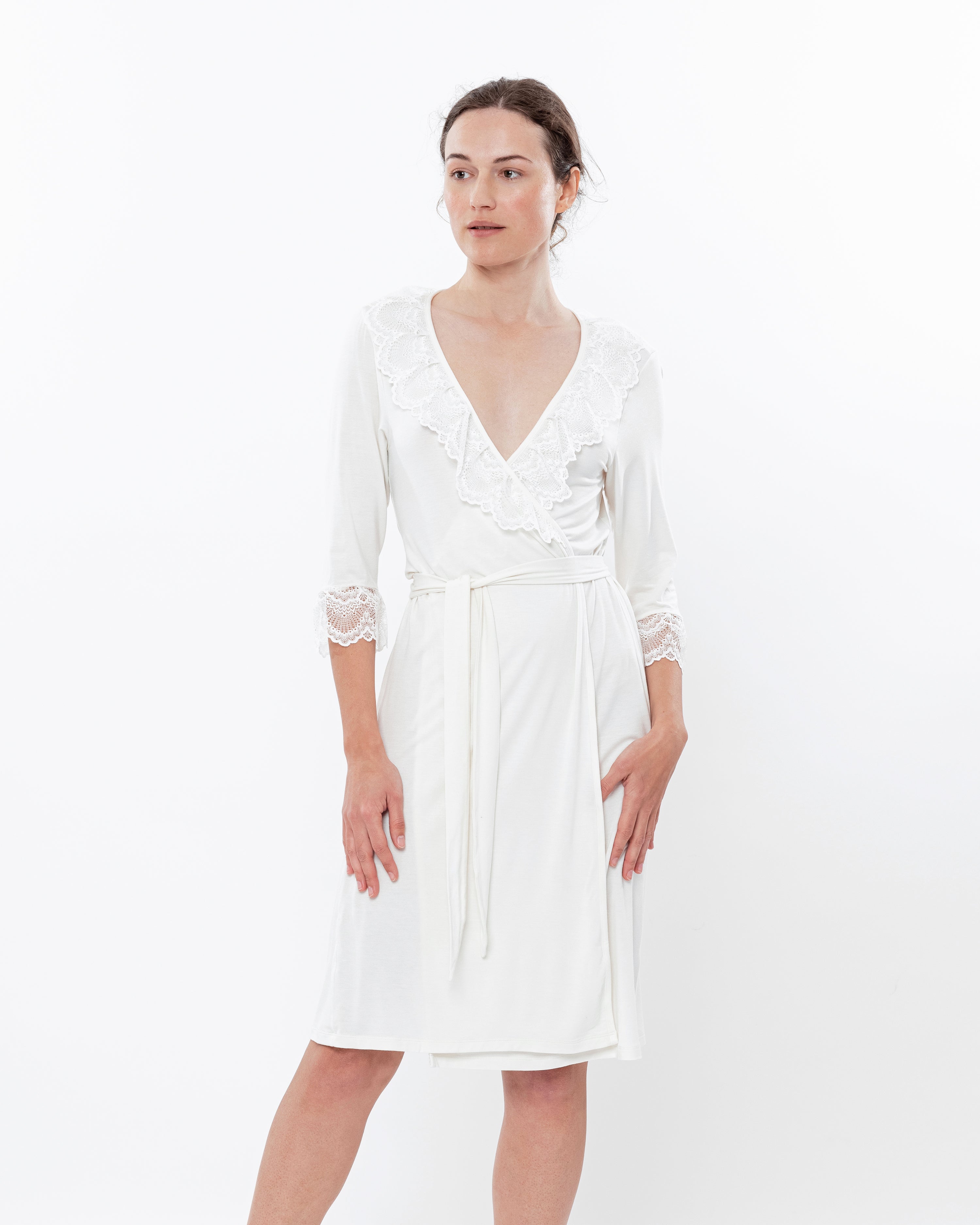 Bamboo 3/4 sleeve Robe 0203 ecru