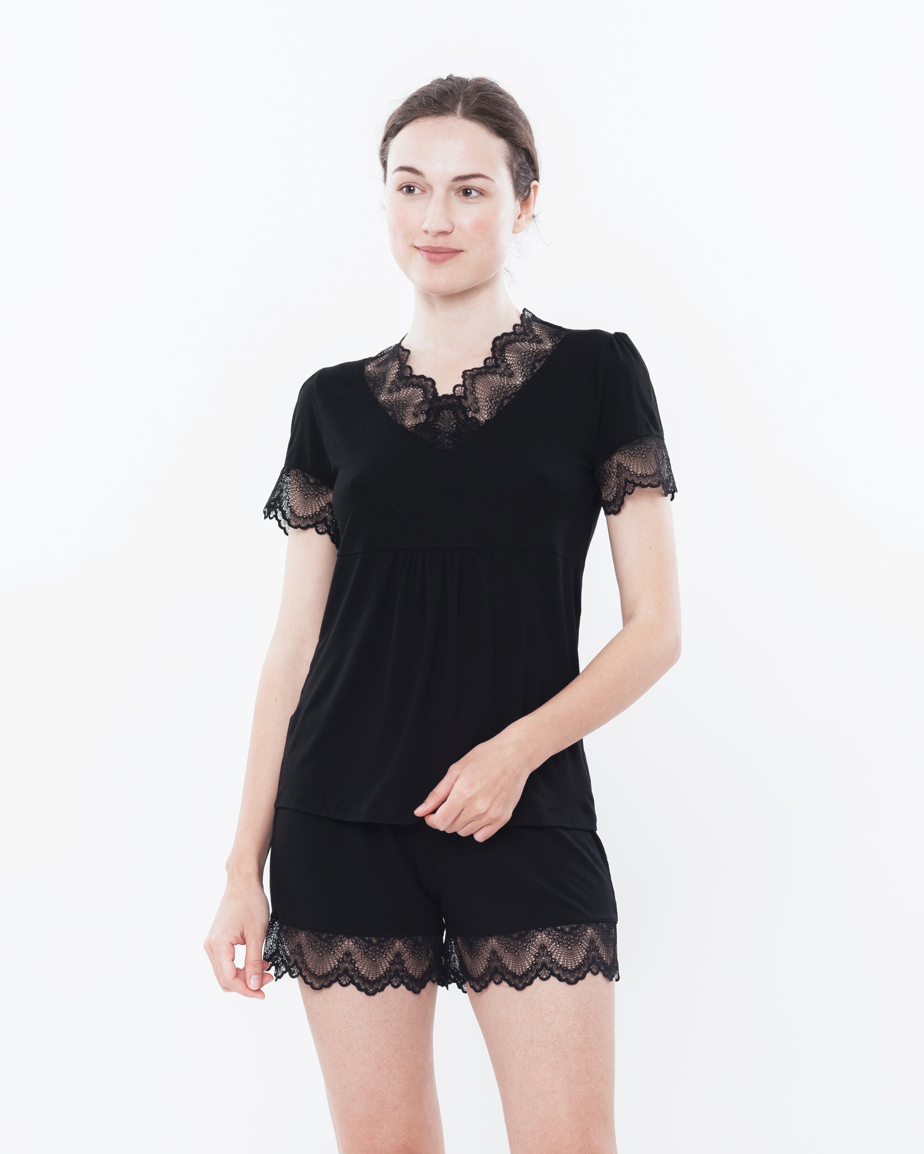 Bamboo t-shirt shorts Set 0207 black