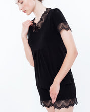Bamboo t-shirt shorts Set 0207 black