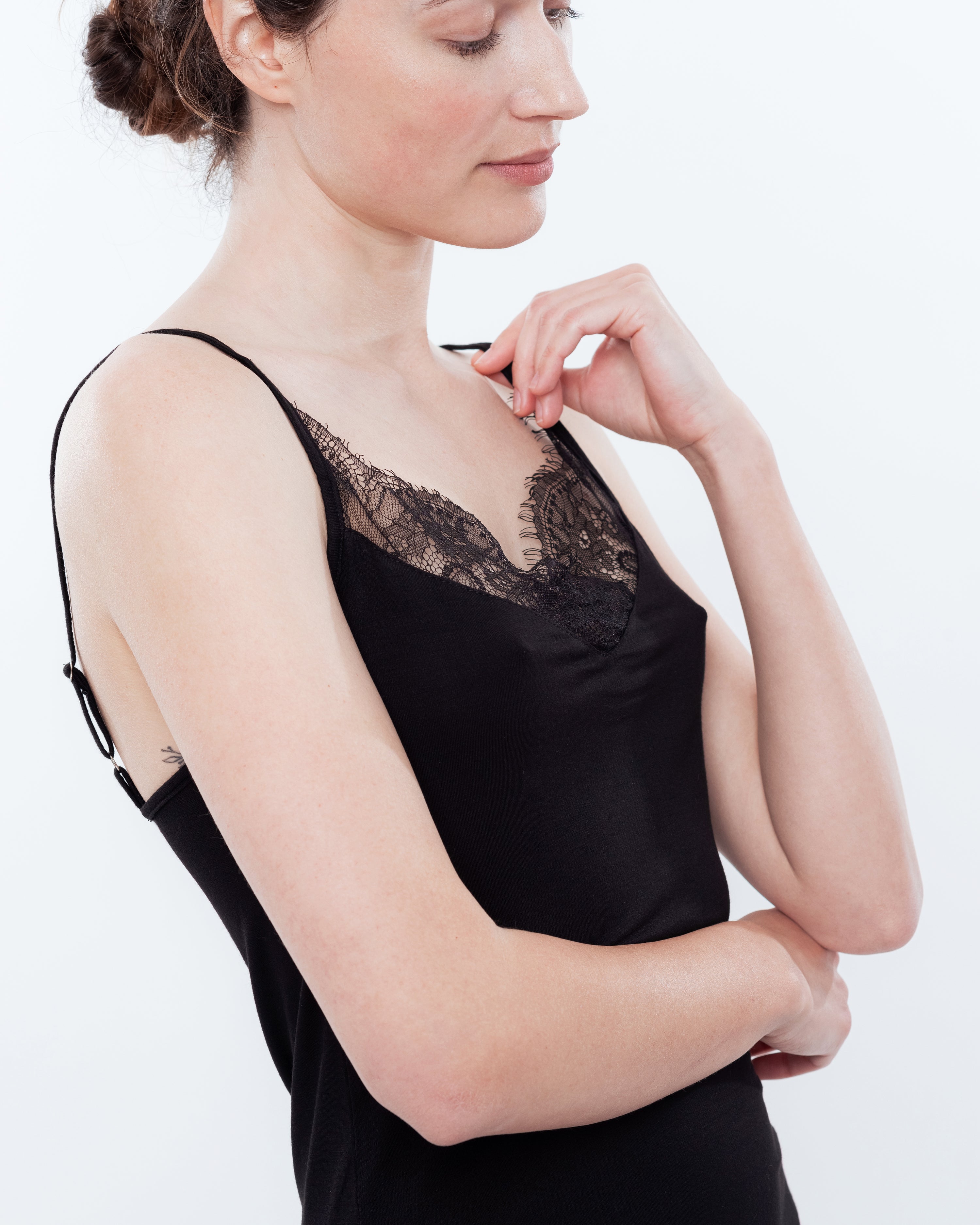 Bamboo Chemise spaghetti strap 0210/1 black