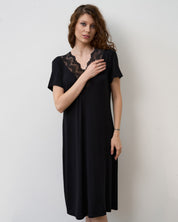Bamboo t-shirt Nightgown 02100 black