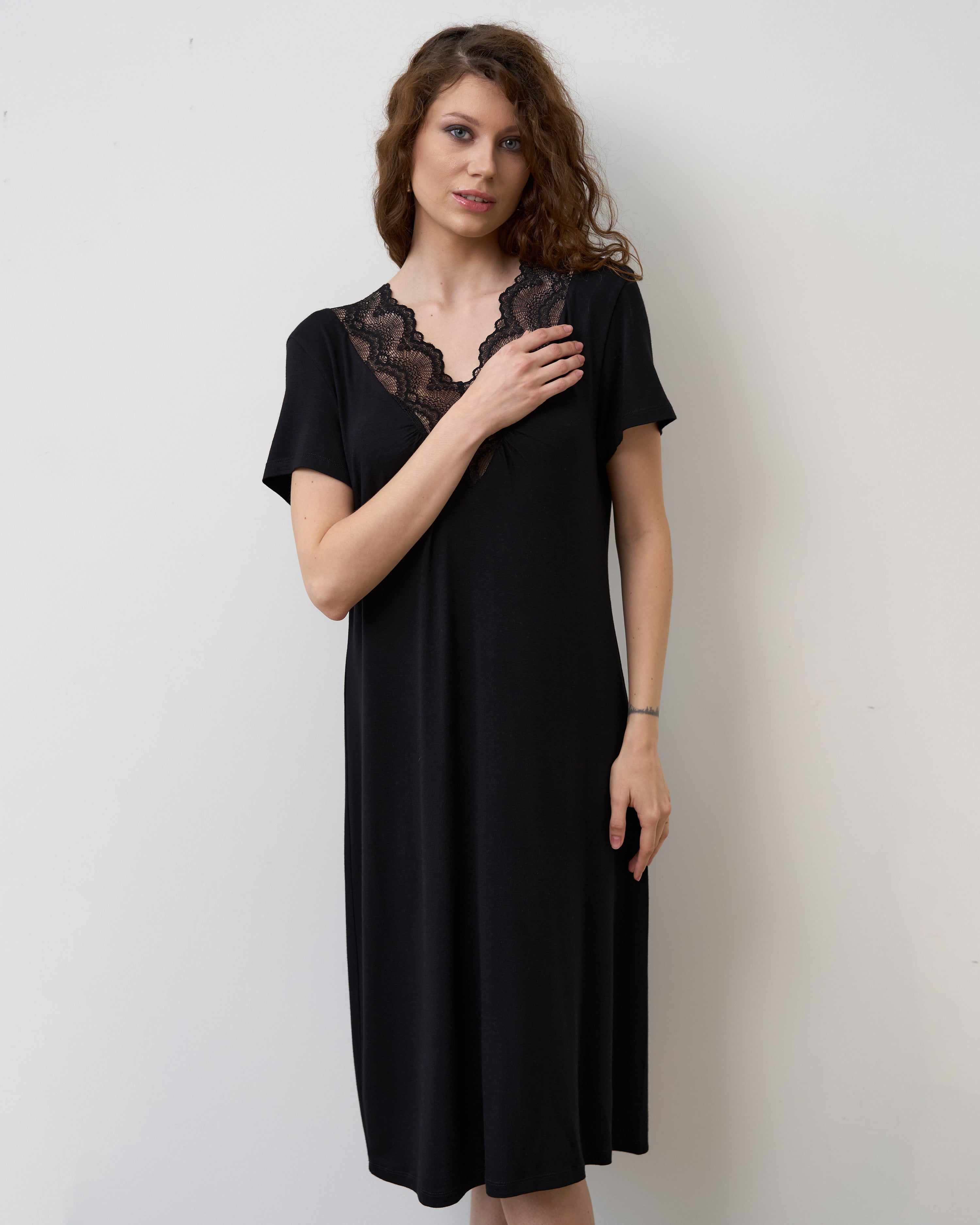 Bamboo t-shirt Nightgown 02100 black