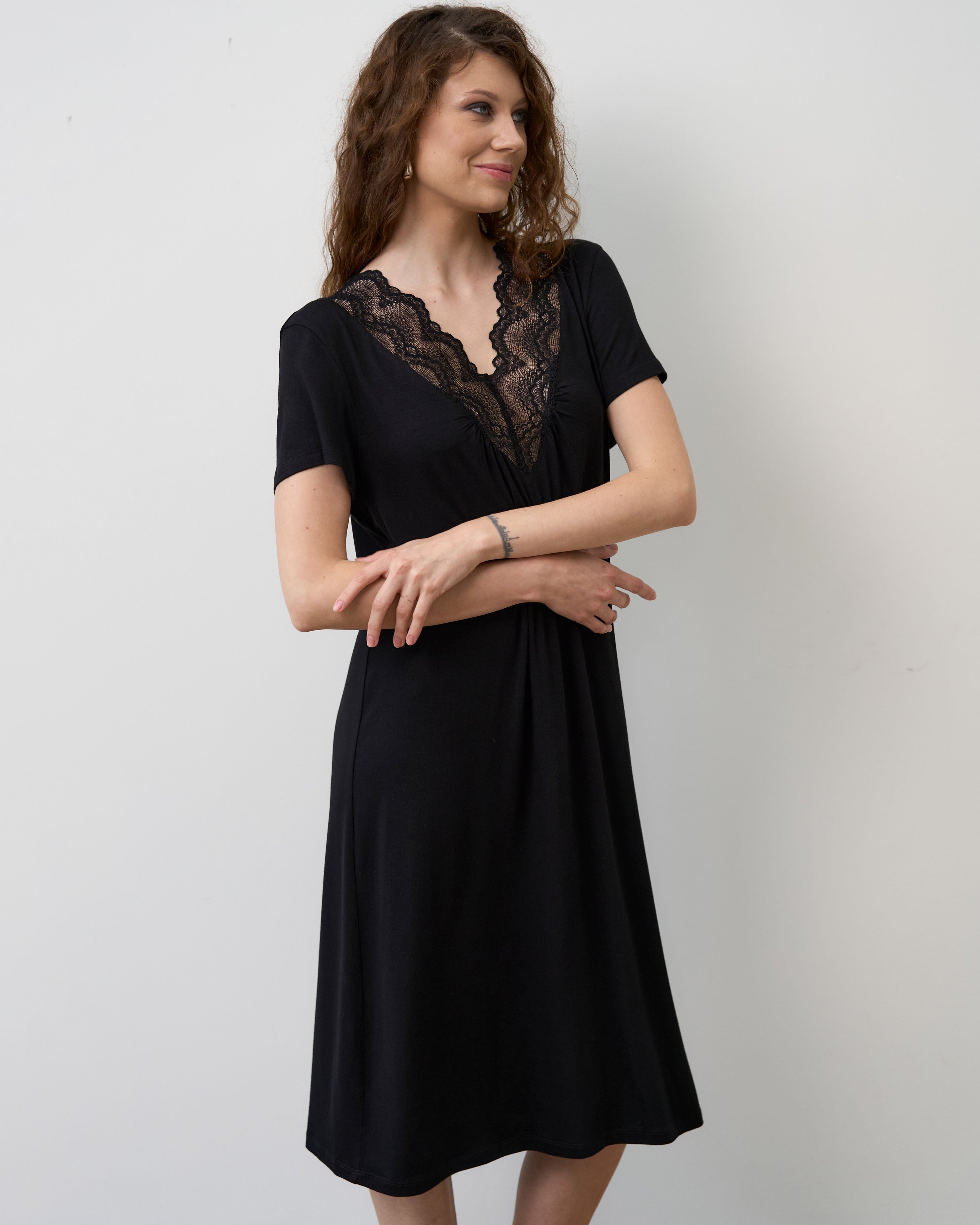 Bamboo t-shirt Nightgown 02100 black